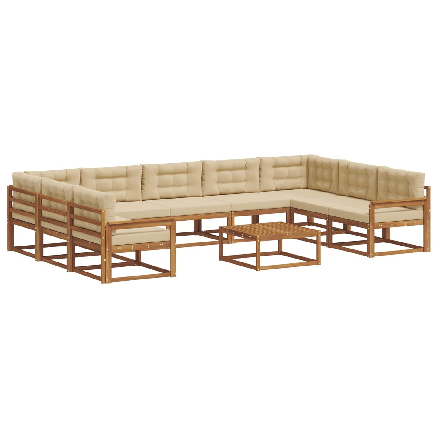 Outdoor-Sofagarnitur mit Kissen 10 pcs Natur und Beige