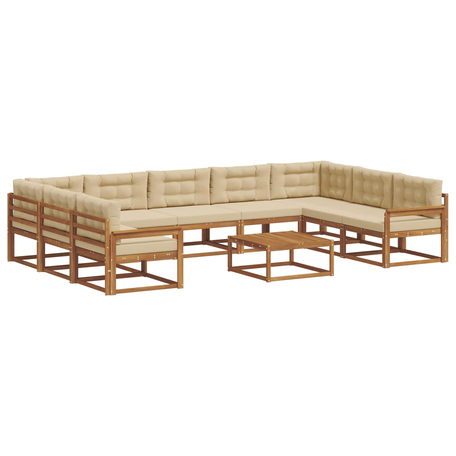 Outdoor-Sofagarnitur mit Kissen 10 pcs Natur und Beige
