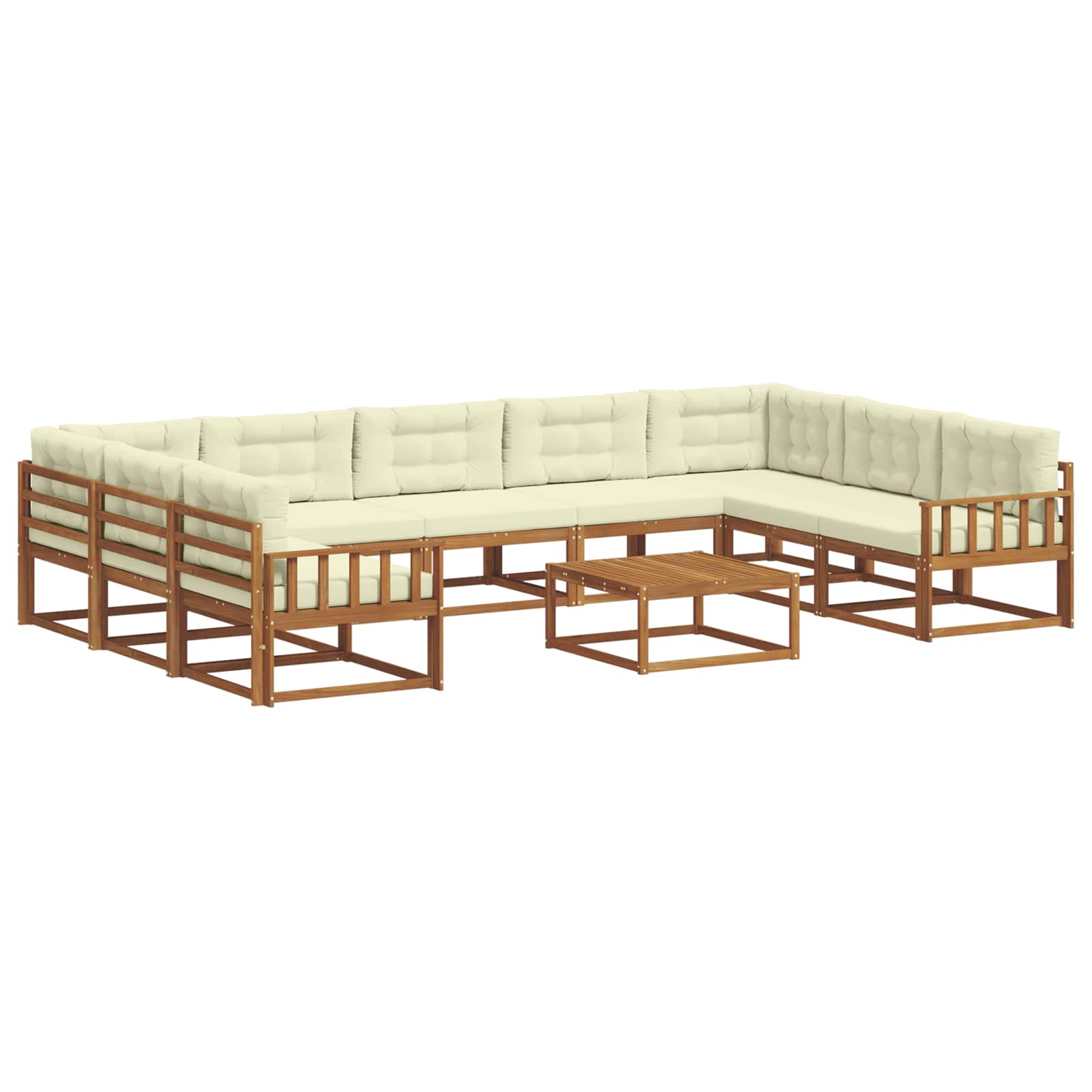 Outdoor-Sofagarnitur mit Kissen 10 pcs Natur und Creme