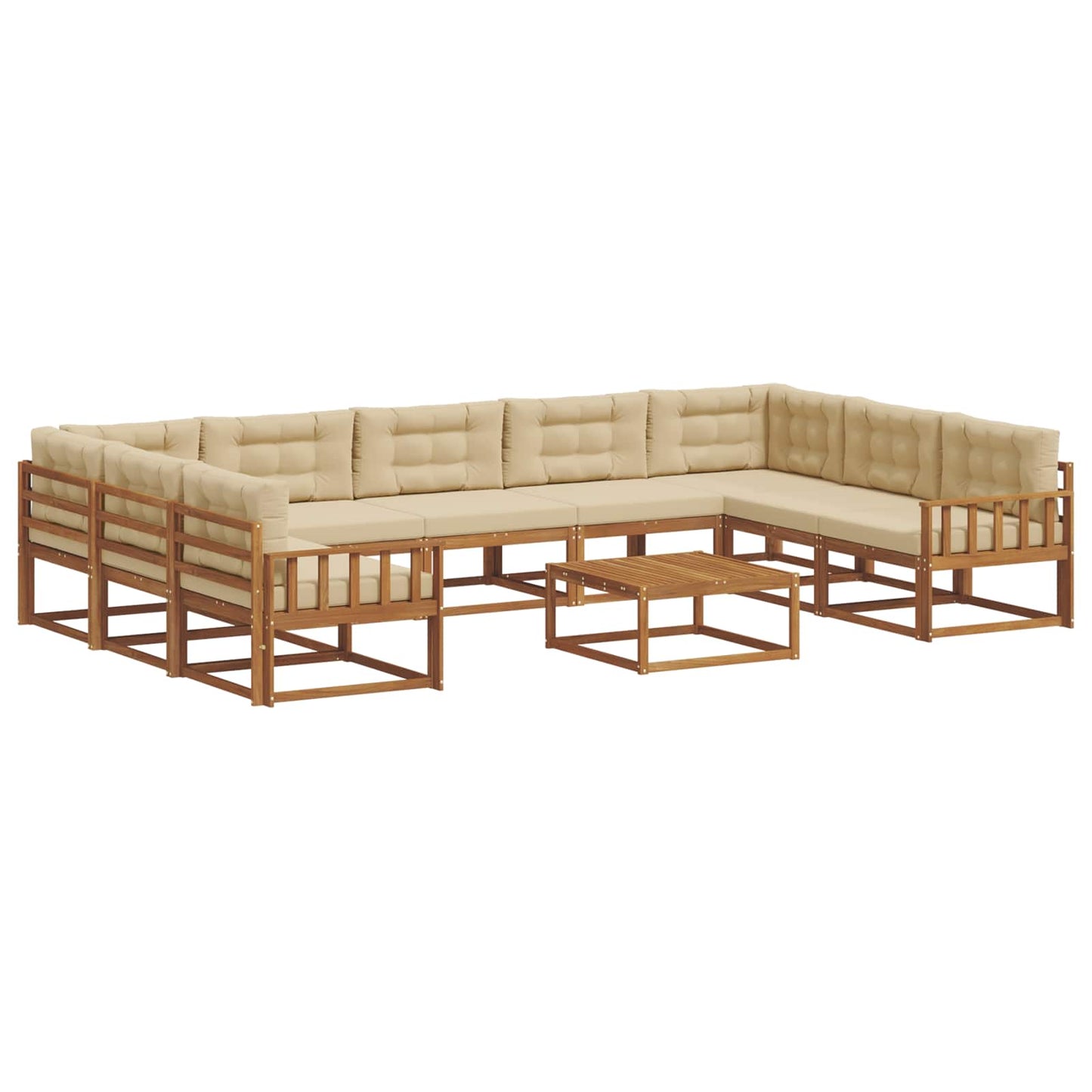 Outdoor-Sofagarnitur mit Kissen 10 pcs Natur und Beige