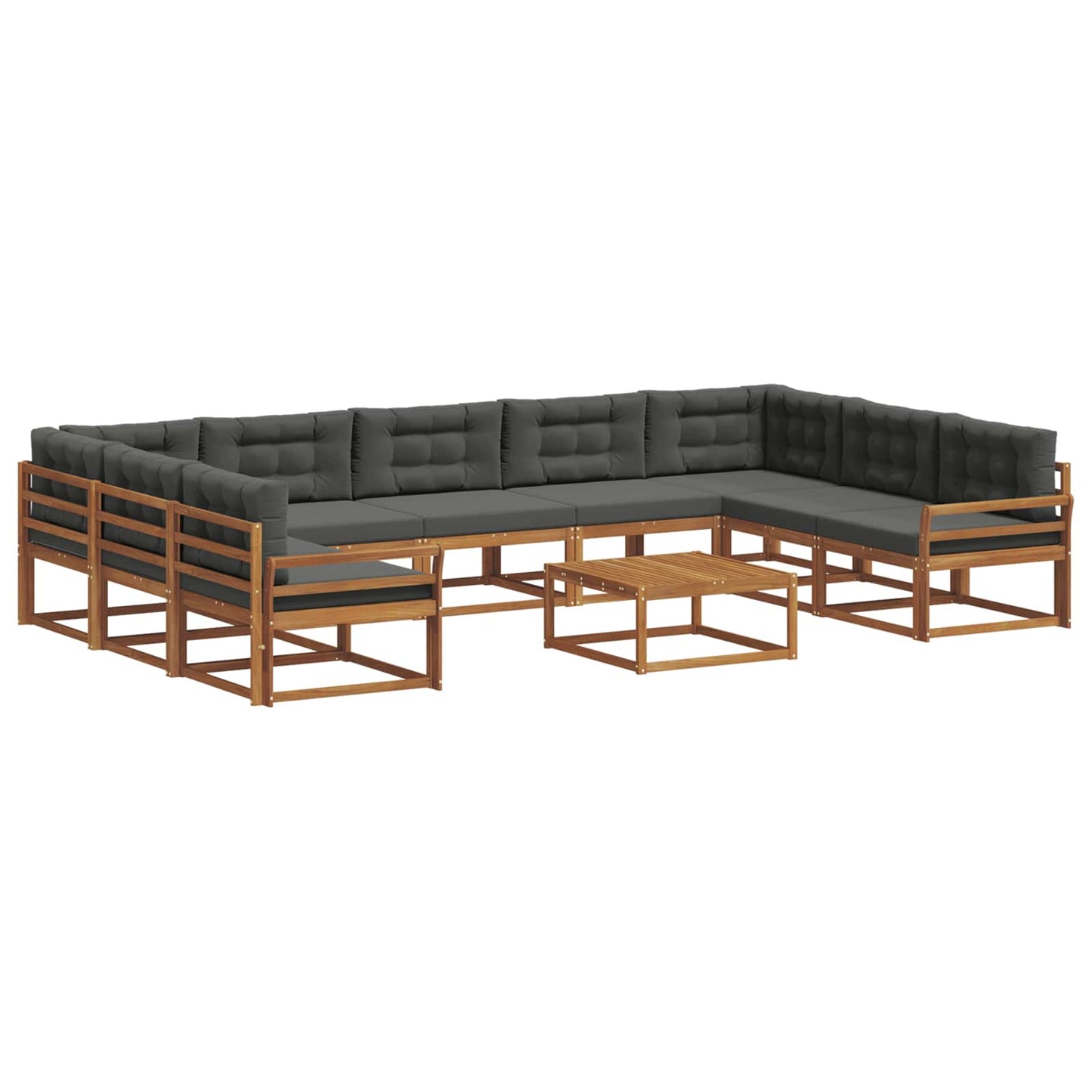 Outdoor-Sofagarnitur mit Kissen 10 pcs Natur und Anthrazit