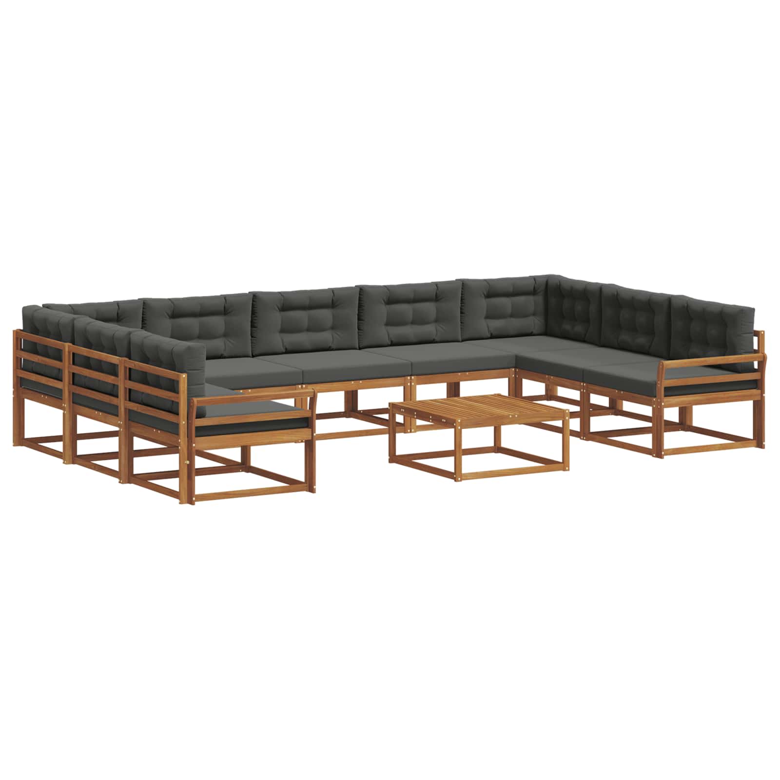 Outdoor-Sofagarnitur mit Kissen 10 pcs Natur und Anthrazit