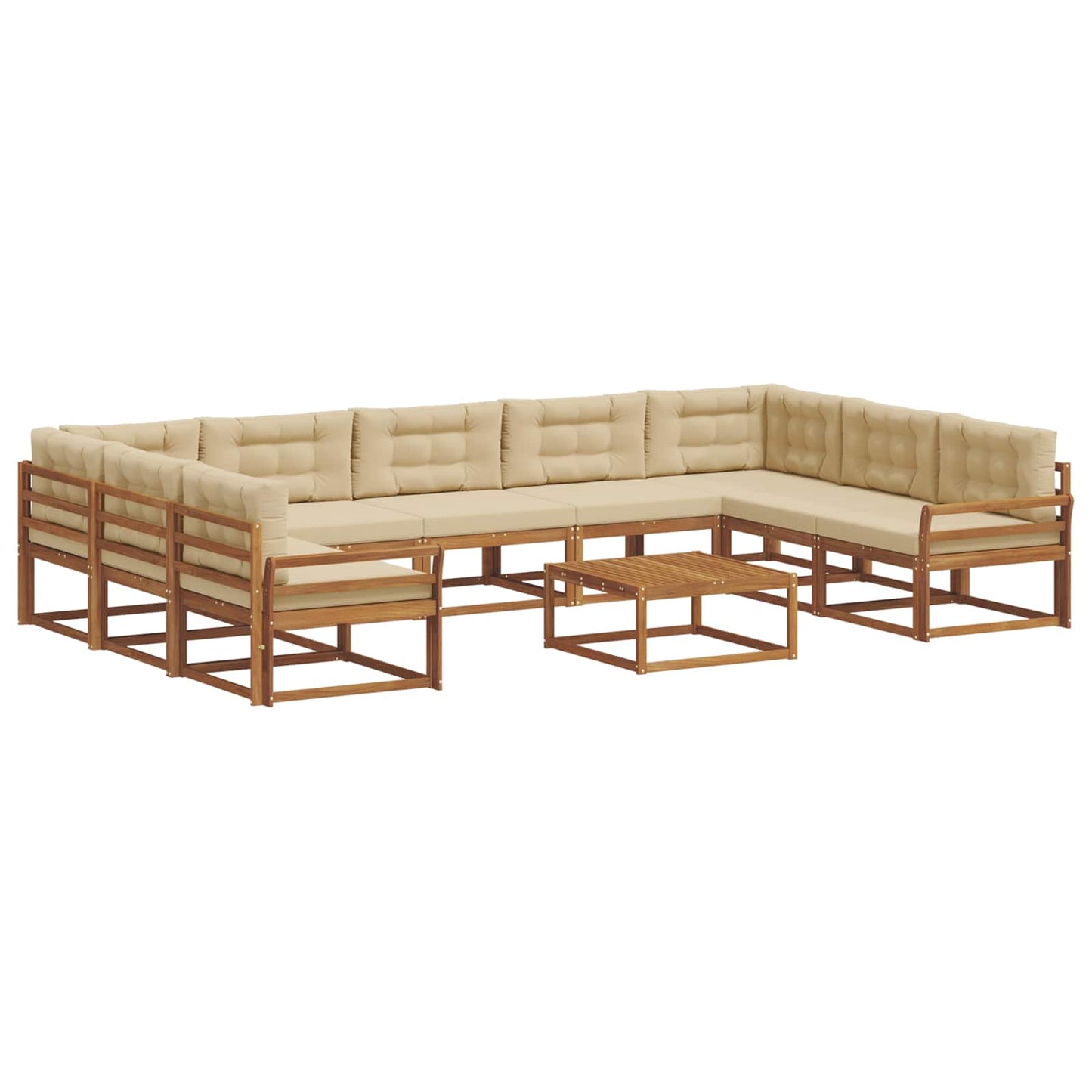 Outdoor-Sofagarnitur mit Kissen 10 pcs Natur und Beige