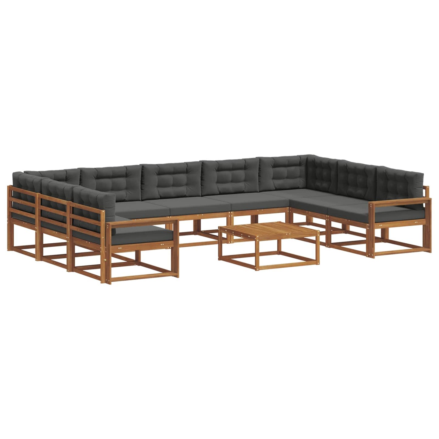 Outdoor-Sofagarnitur mit Kissen 10 pcs Natur und Anthrazit