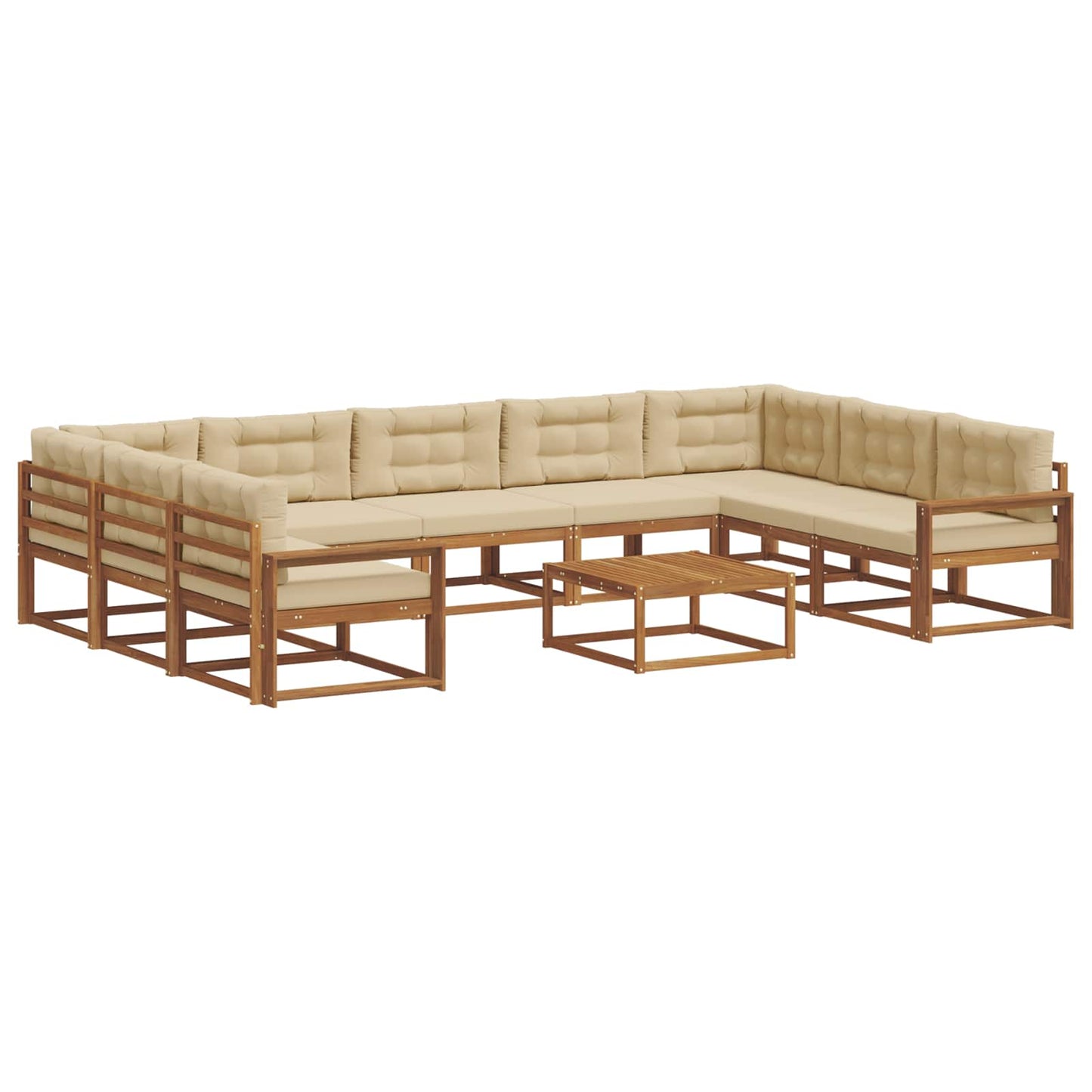 Outdoor-Sofagarnitur mit Kissen 10 pcs Natur und Beige