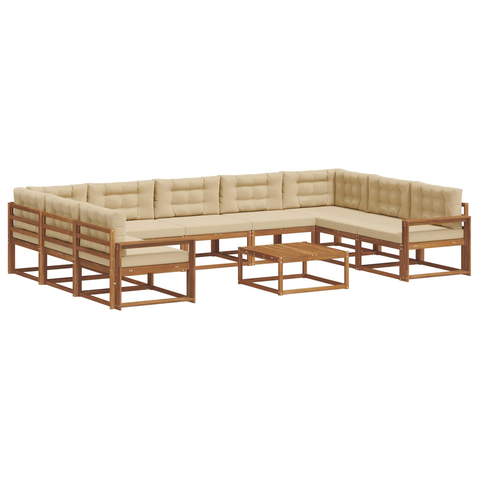 Outdoor-Sofagarnitur mit Kissen 10 pcs Natur und Beige