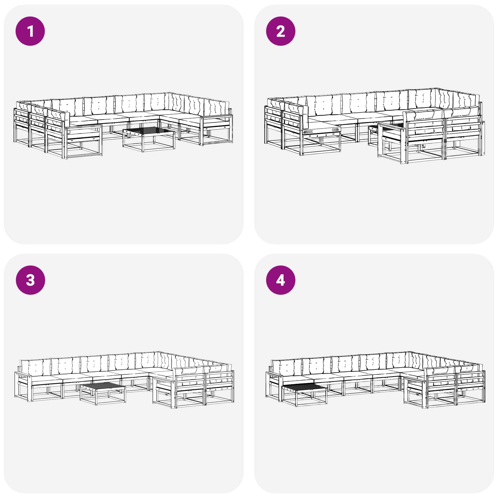 Outdoor-Sofagarnitur mit Kissen 10 pcs Natur und Beige