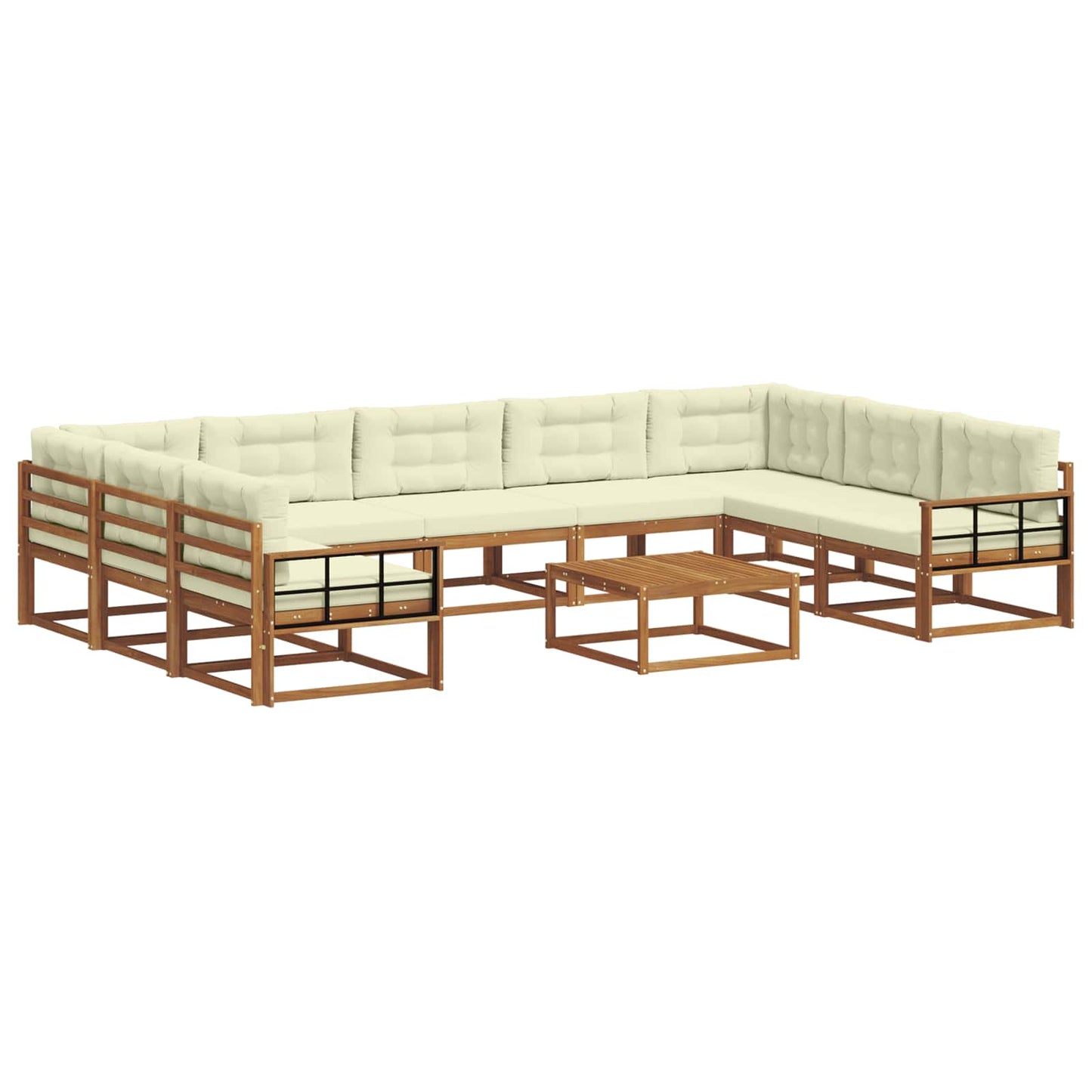 Outdoor-Sofagarnitur mit Kissen 10 pcs Natur und Creme