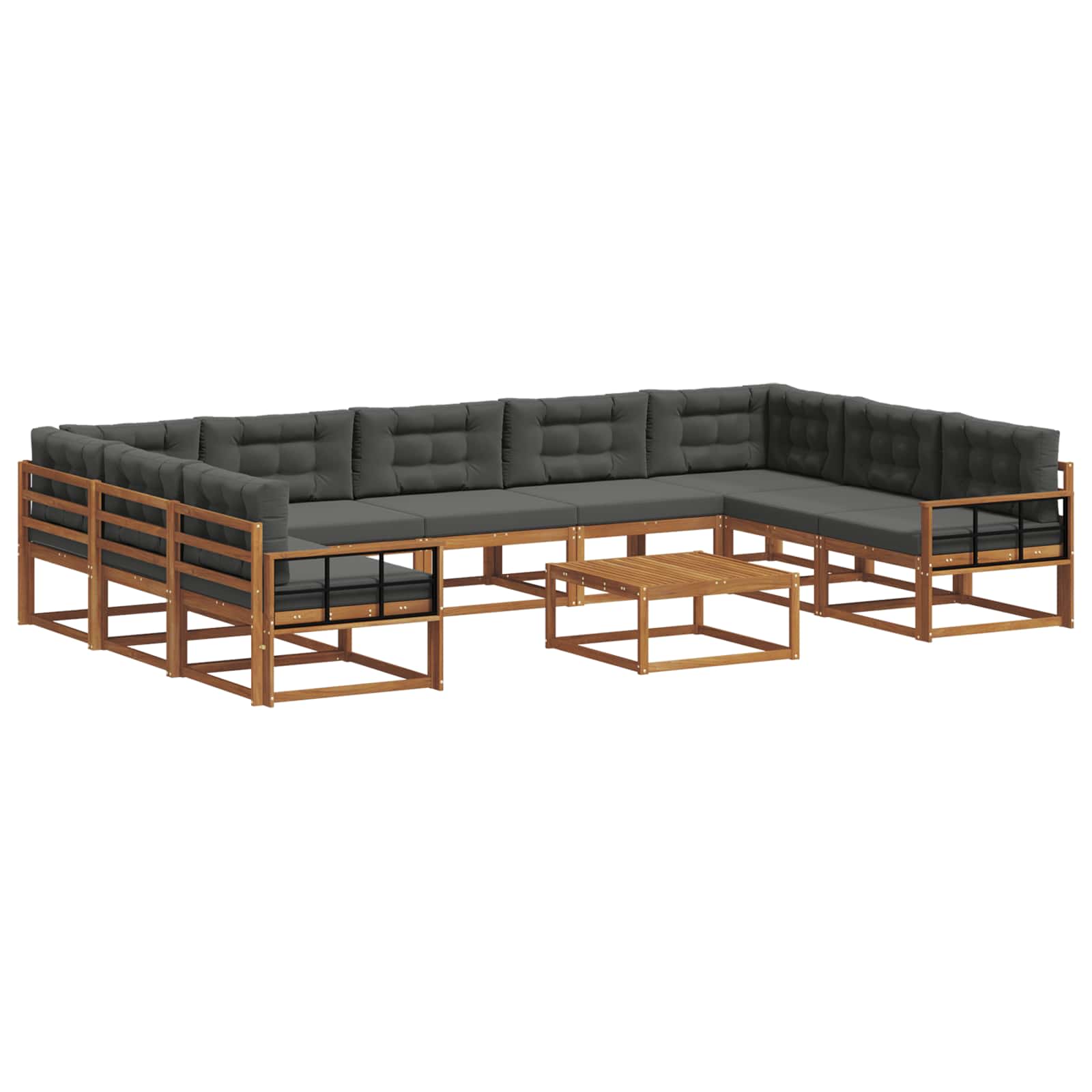 Outdoor-Sofagarnitur mit Kissen 10 pcs Natur und Anthrazit