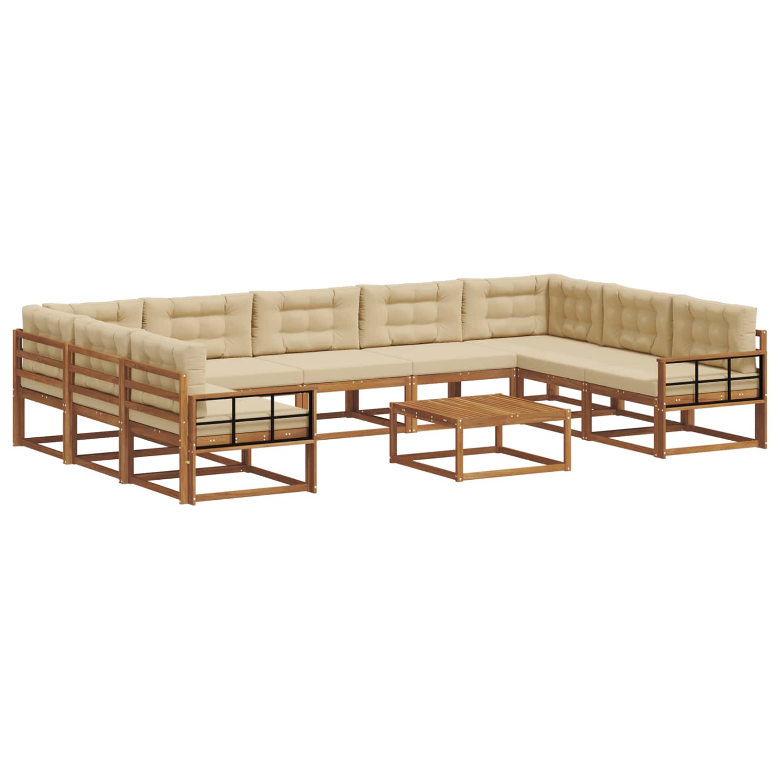 Outdoor-Sofagarnitur mit Kissen 10 pcs Natur und Beige