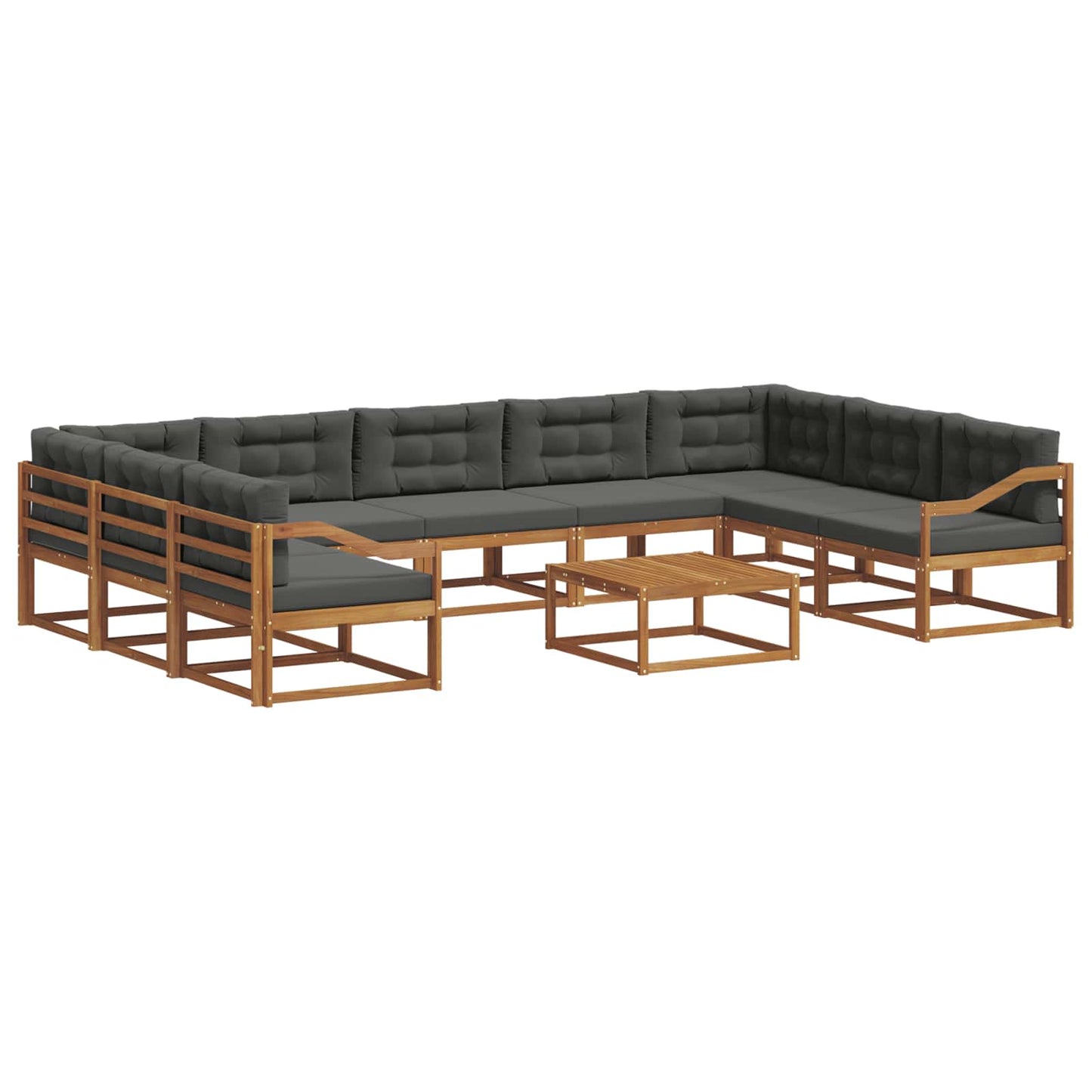 Outdoor-Sofagarnitur mit Kissen 10 pcs Natur und Anthrazit
