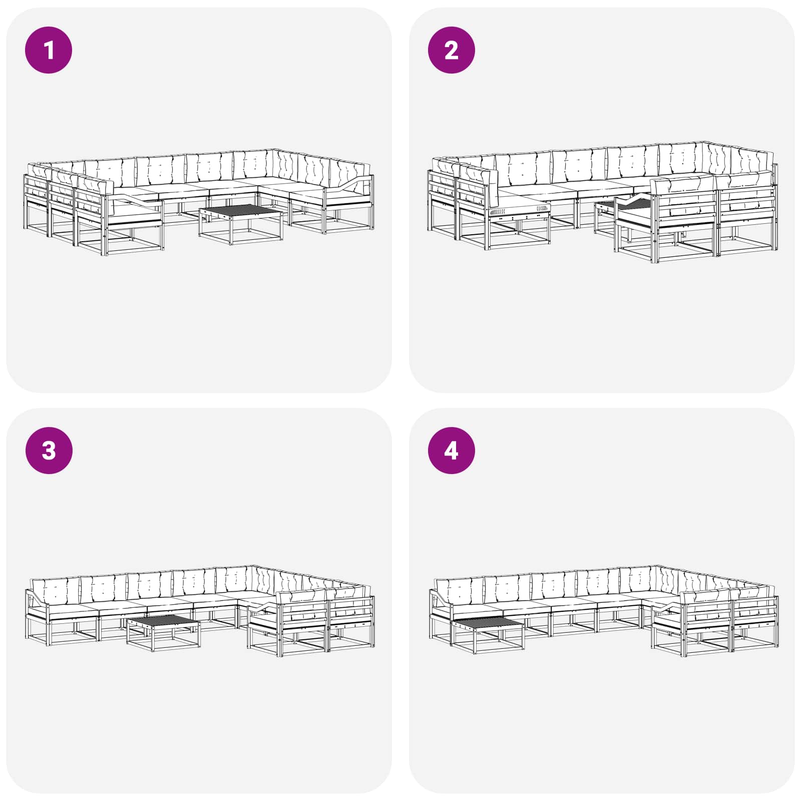 Outdoor-Sofagarnitur mit Kissen 10 pcs Natur und Anthrazit