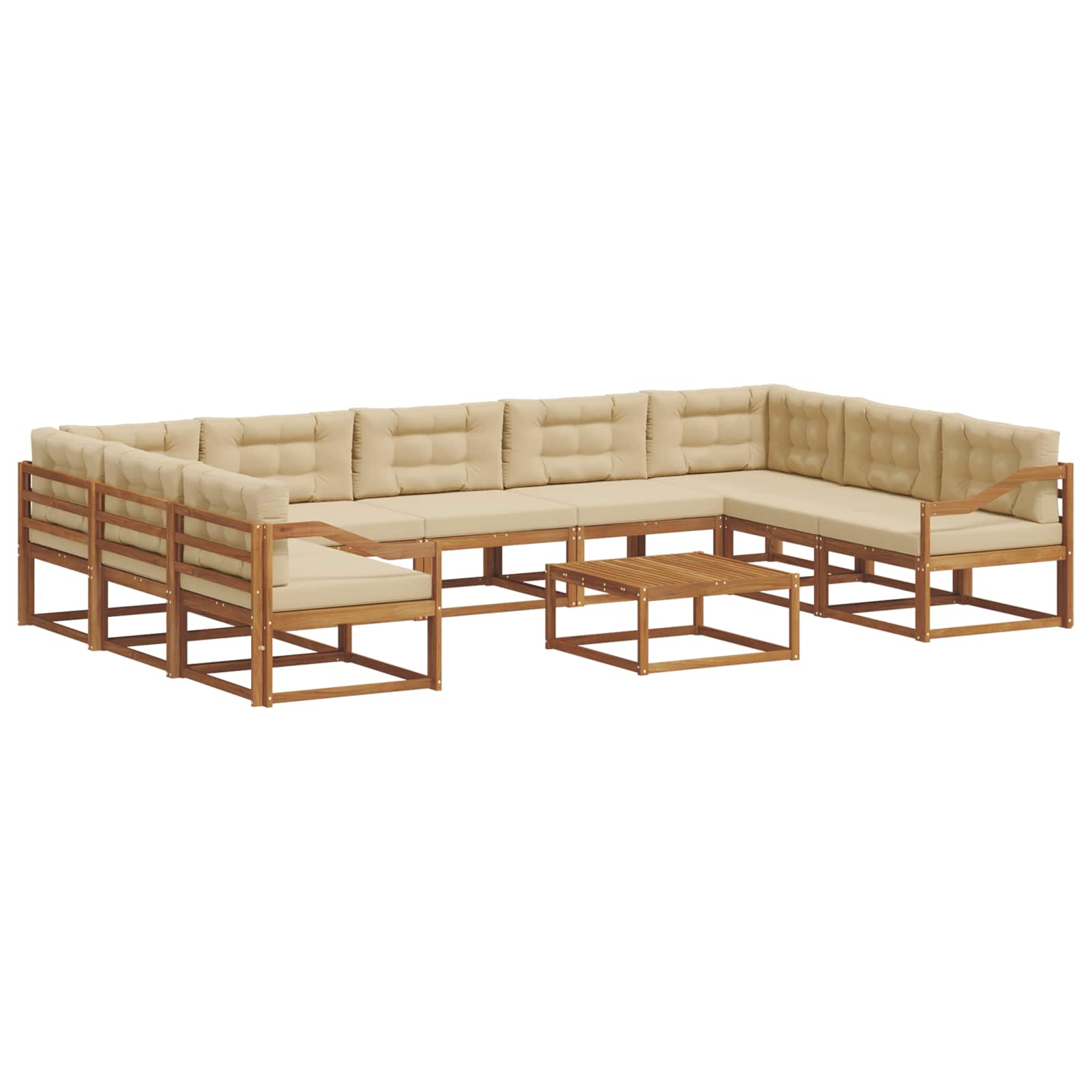 Outdoor-Sofagarnitur mit Kissen 10 pcs Natur und Beige