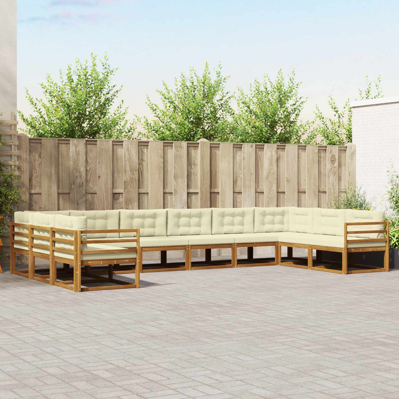 Outdoor-Sofagarnitur 10 stk. Natur und Creme
