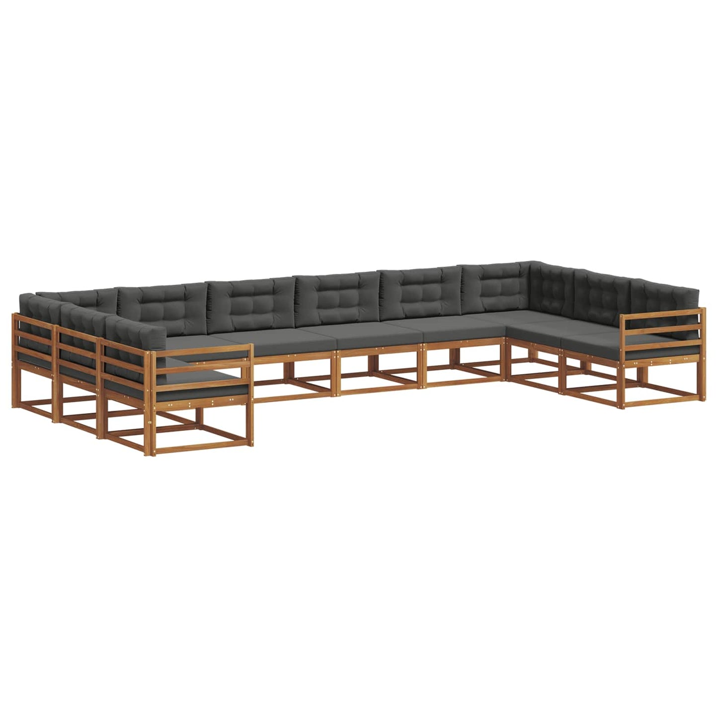 Outdoor-Sofagarnitur 10 stk. Natur und Anthrazit