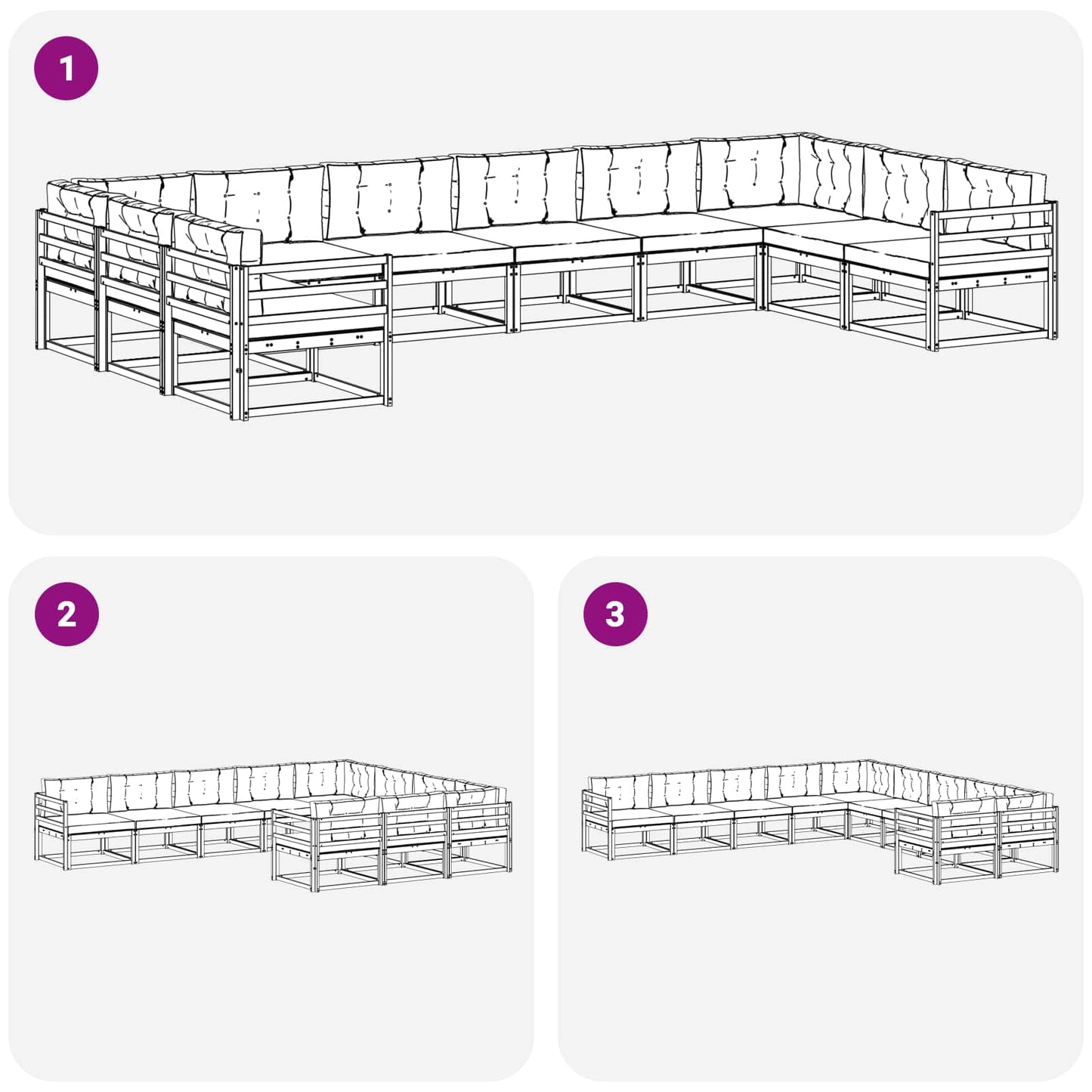 Outdoor-Sofagarnitur 10 stk. Natur und Anthrazit