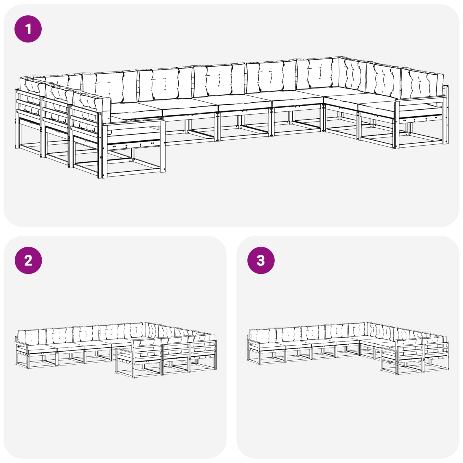 Outdoor-Sofagarnitur 10 stk. Natur und Anthrazit