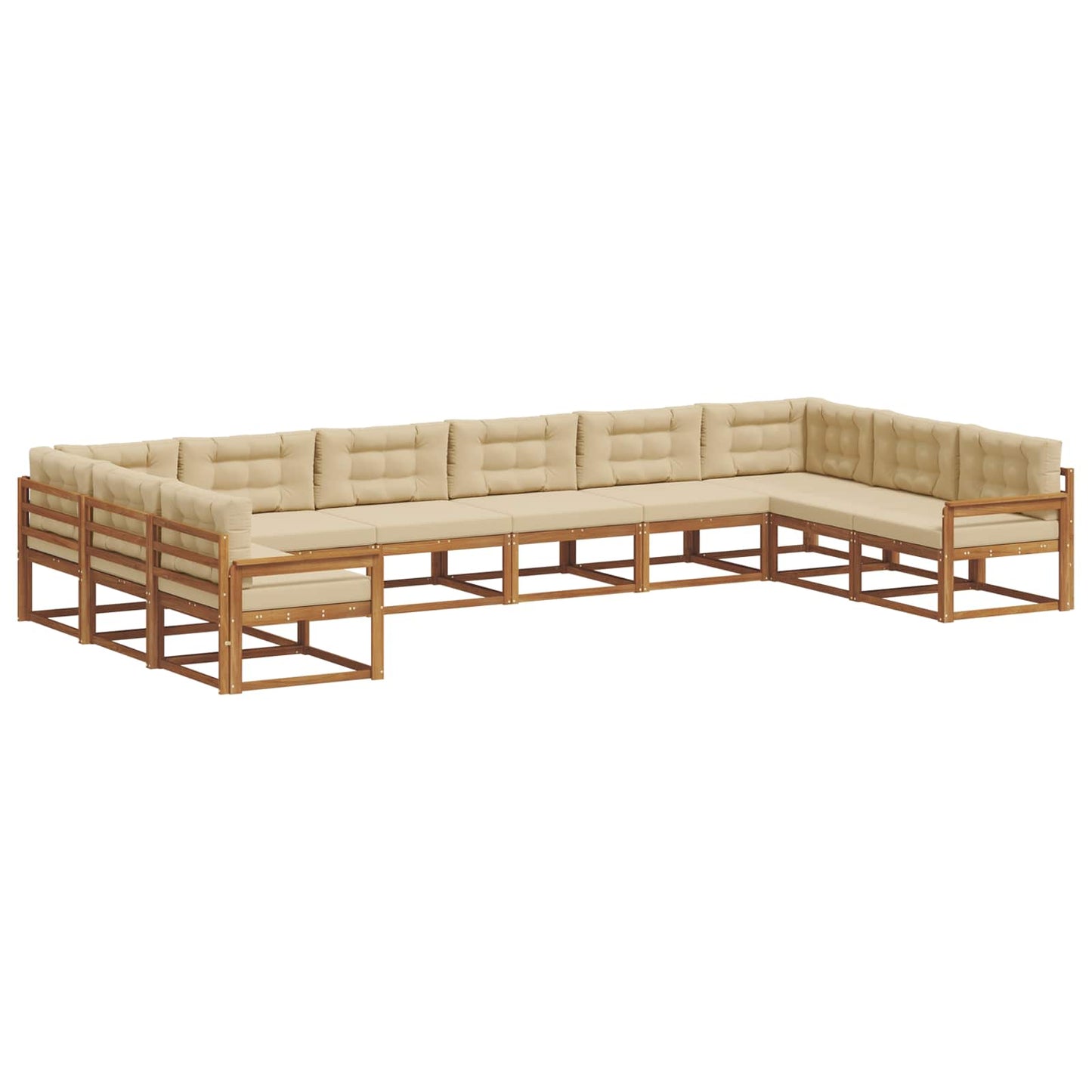 Outdoor-Sofagarnitur mit Kissen 10 pcs Natur und Beige