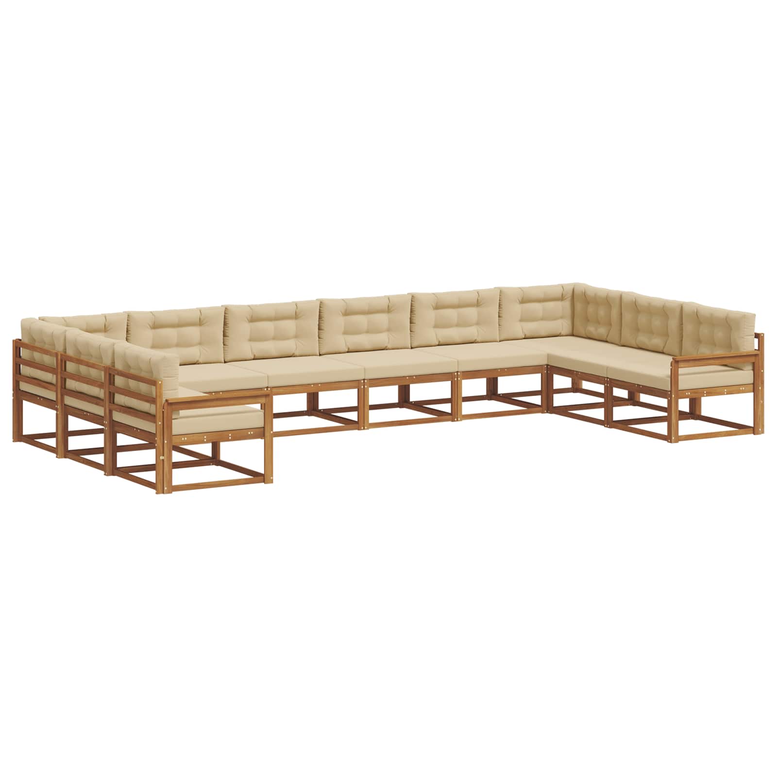 Outdoor-Sofagarnitur mit Kissen 10 pcs Natur und Beige