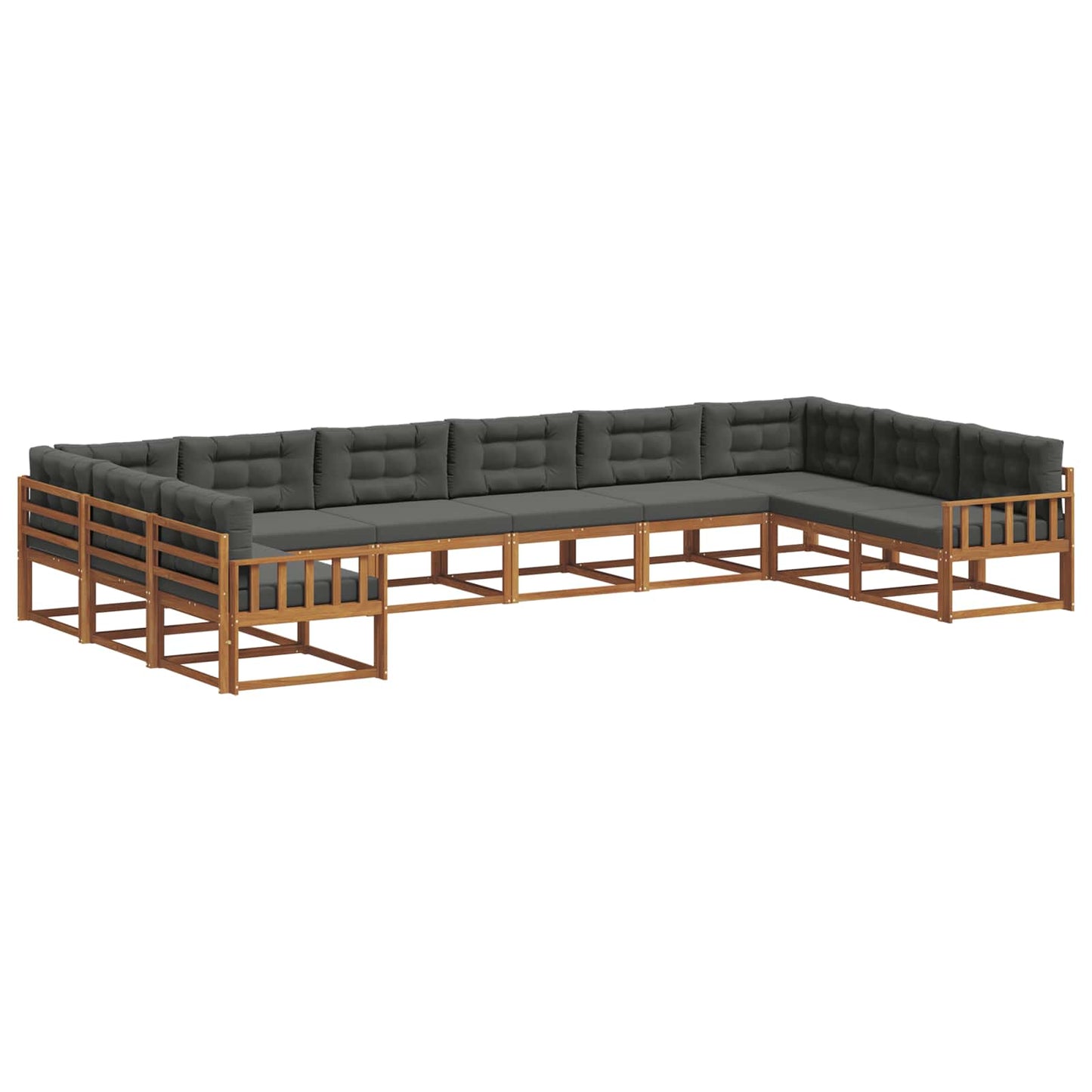 Outdoor-Sofagarnitur 10 stk. Natur und Anthrazit