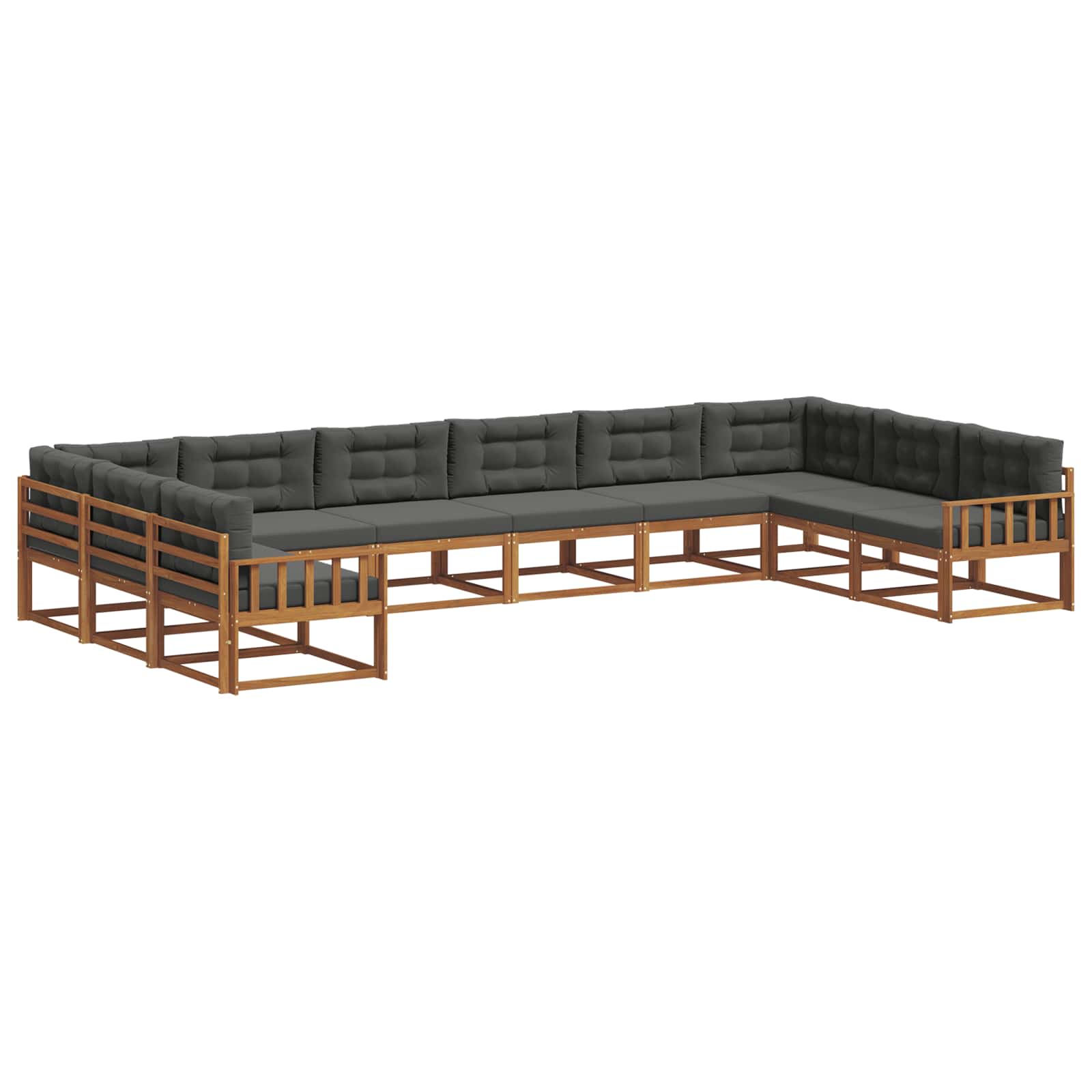 Outdoor-Sofagarnitur 10 stk. Natur und Anthrazit