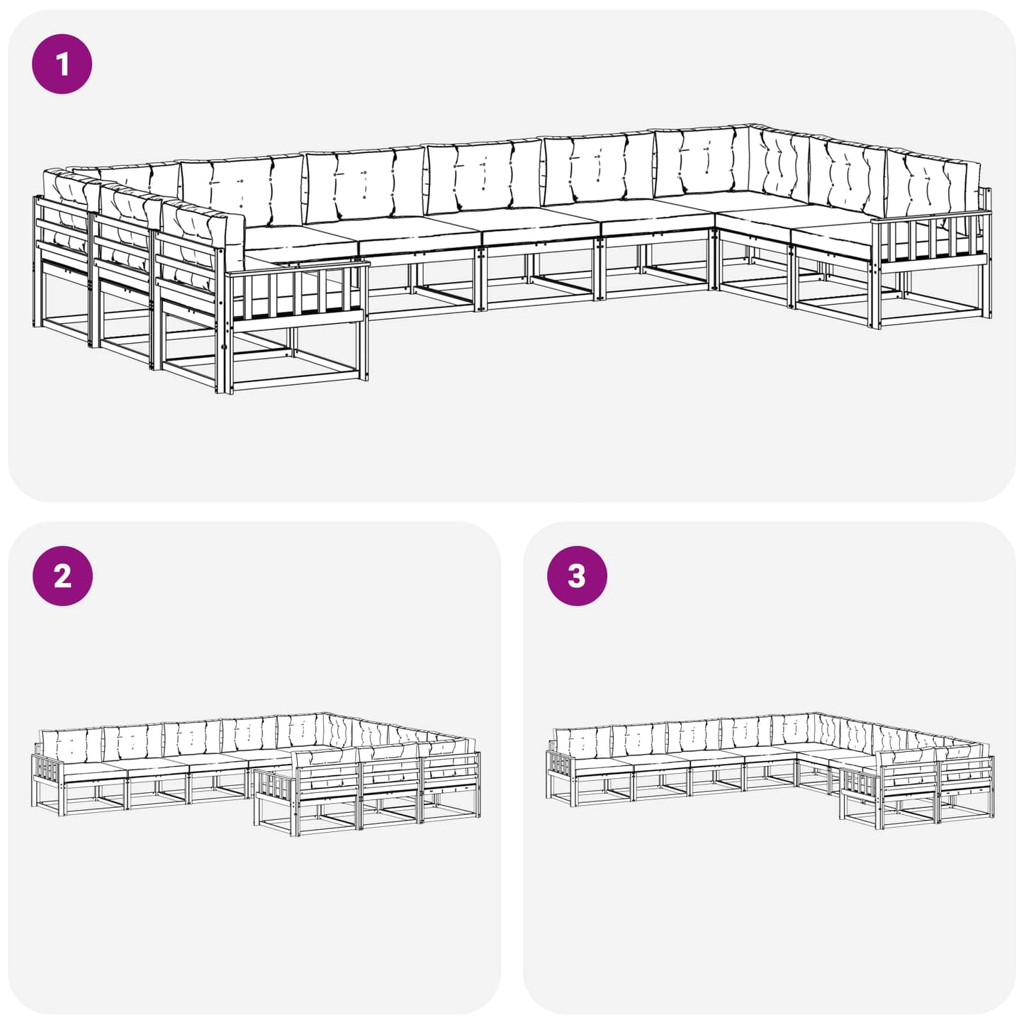 Outdoor-Sofagarnitur 10 stk. Natur und Anthrazit