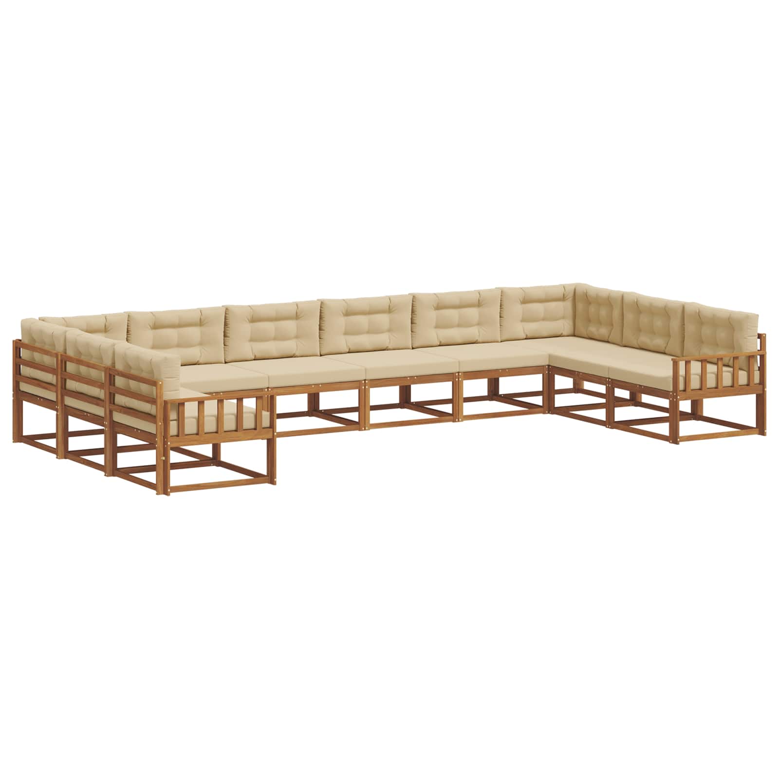 Outdoor-Sofagarnitur mit Kissen 10 pcs Natur und Beige