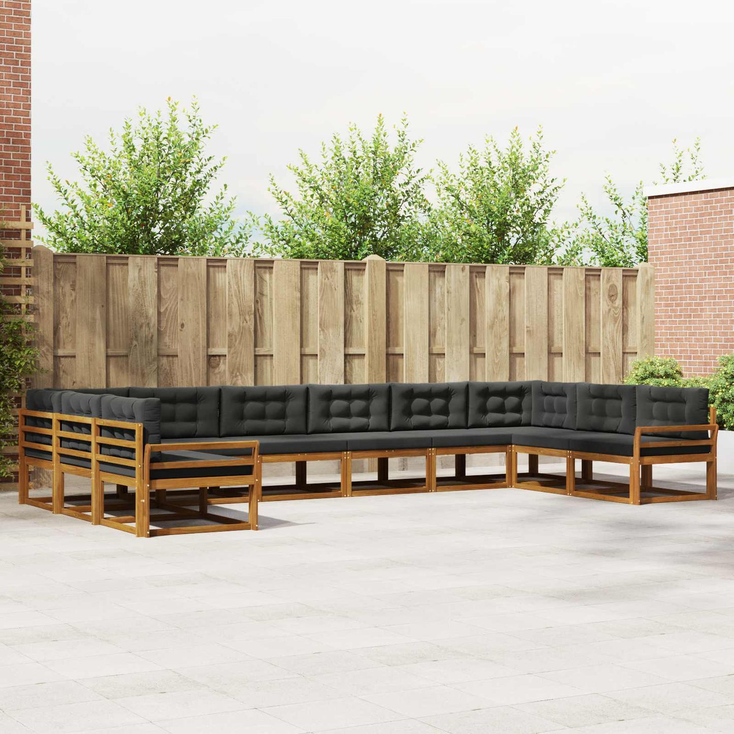 Outdoor-Sofagarnitur 10 stk. Natur und Anthrazit