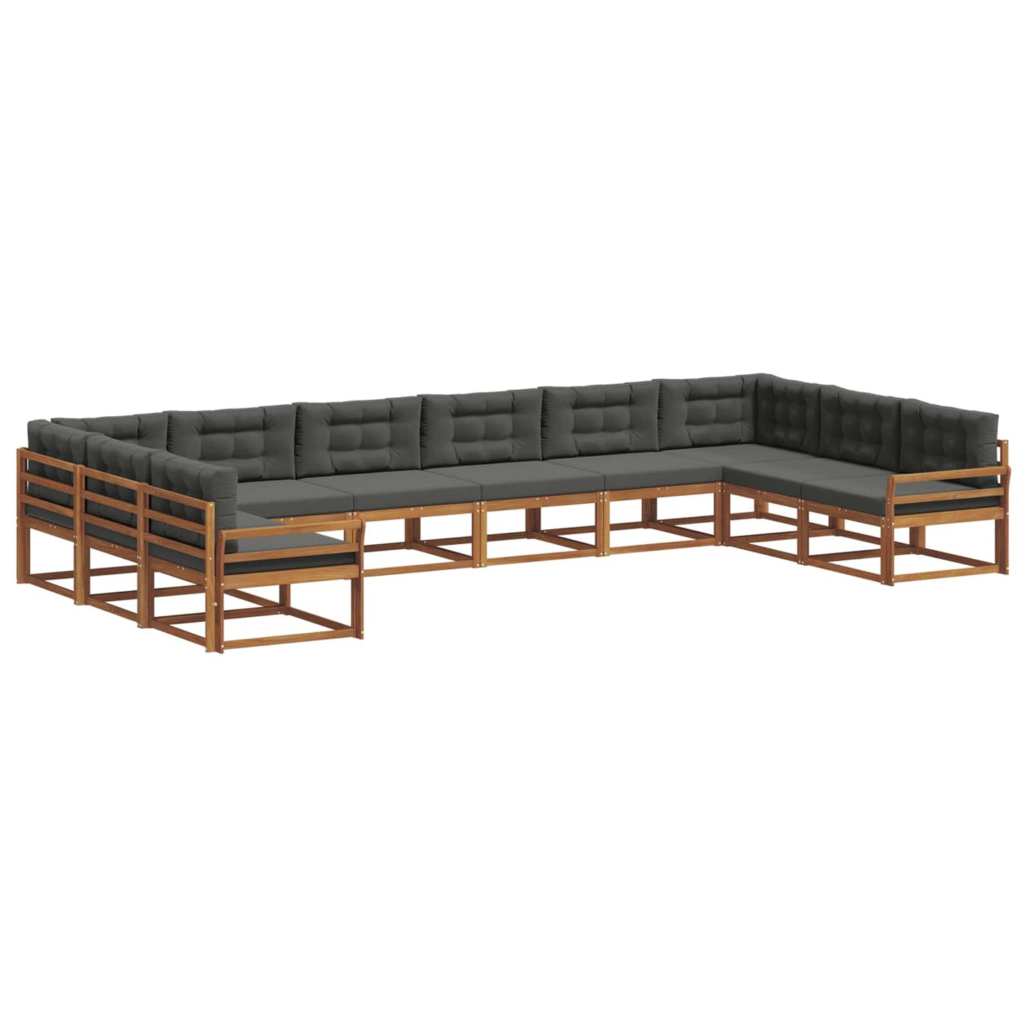 Outdoor-Sofagarnitur 10 stk. Natur und Anthrazit