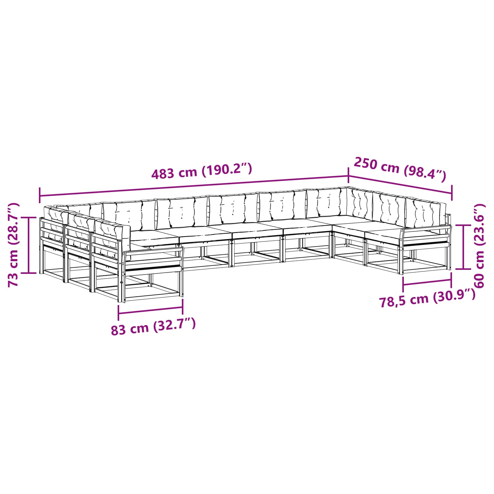 Outdoor-Sofagarnitur 10 stk. Natur und Anthrazit