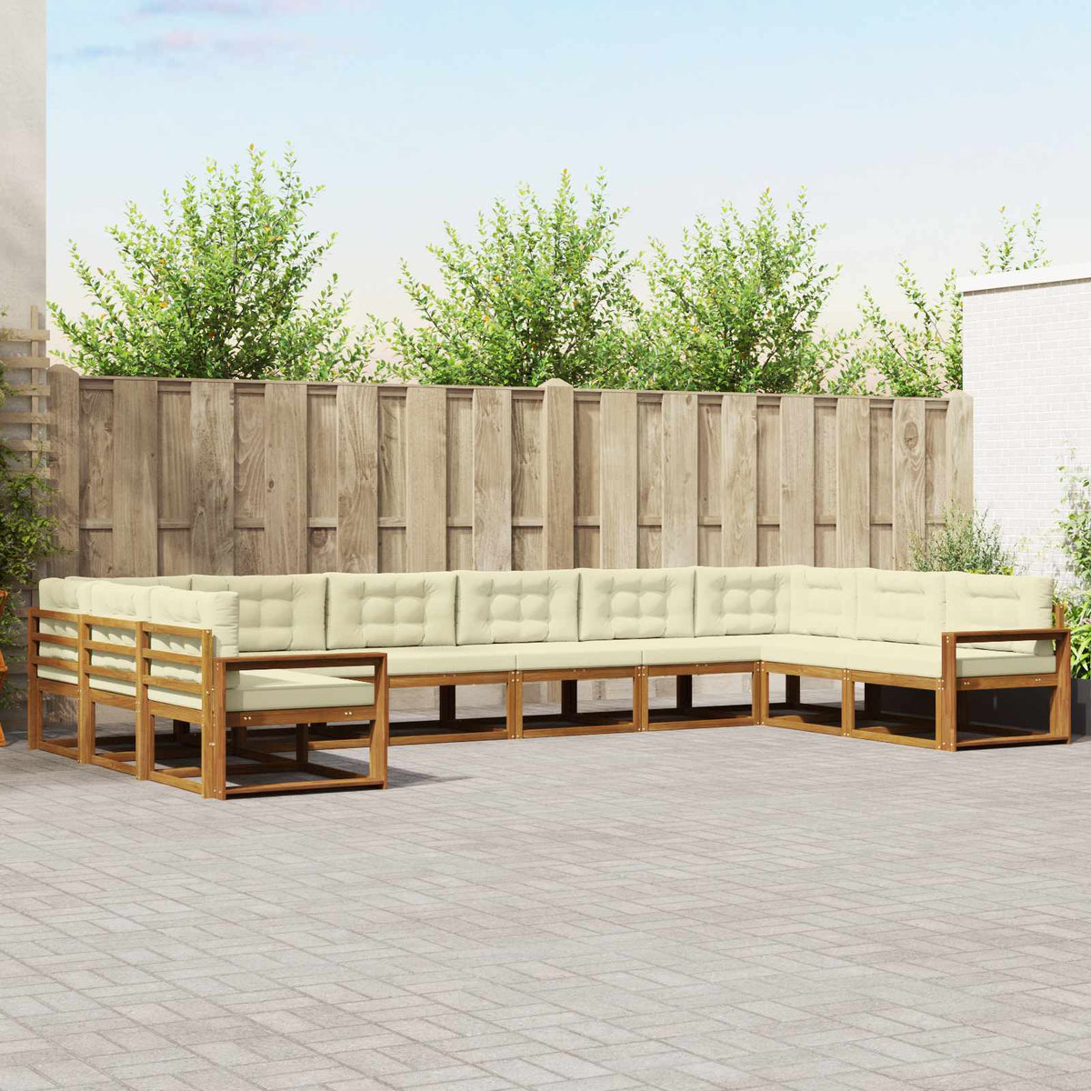 Outdoor-Sofagarnitur 10 stk. Natur und Creme