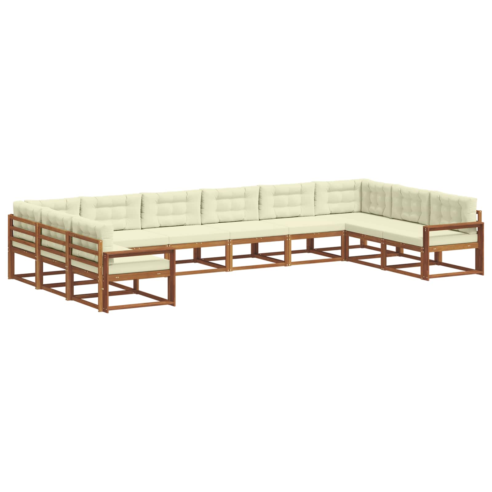 Outdoor-Sofagarnitur mit Kissen 10 pcs Natur und Creme