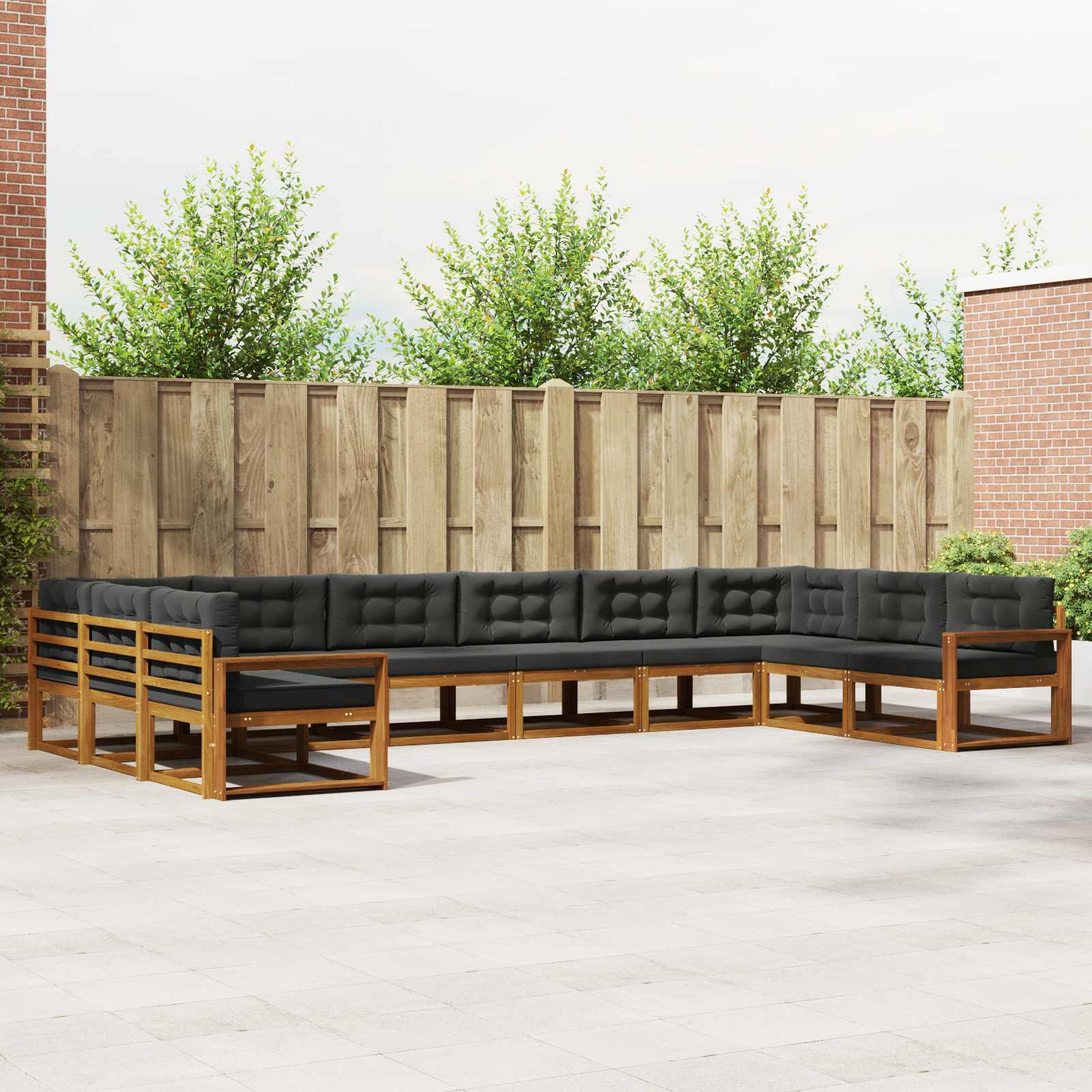 Outdoor-Sofagarnitur 10 stk. Natur und Anthrazit