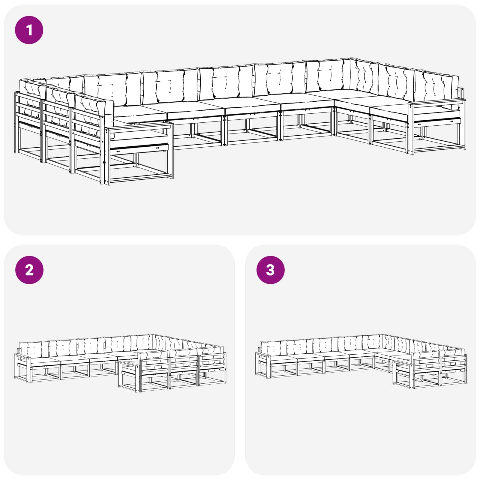 Outdoor-Sofagarnitur 10 stk. Natur und Anthrazit