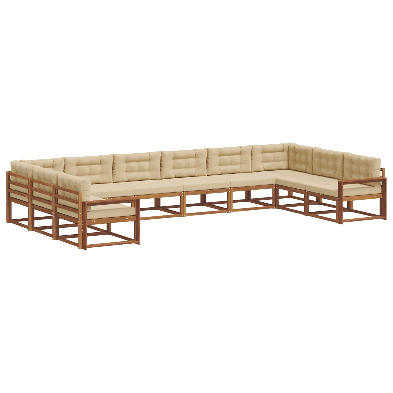 Outdoor-Sofagarnitur mit Kissen 10 pcs Natur und Beige