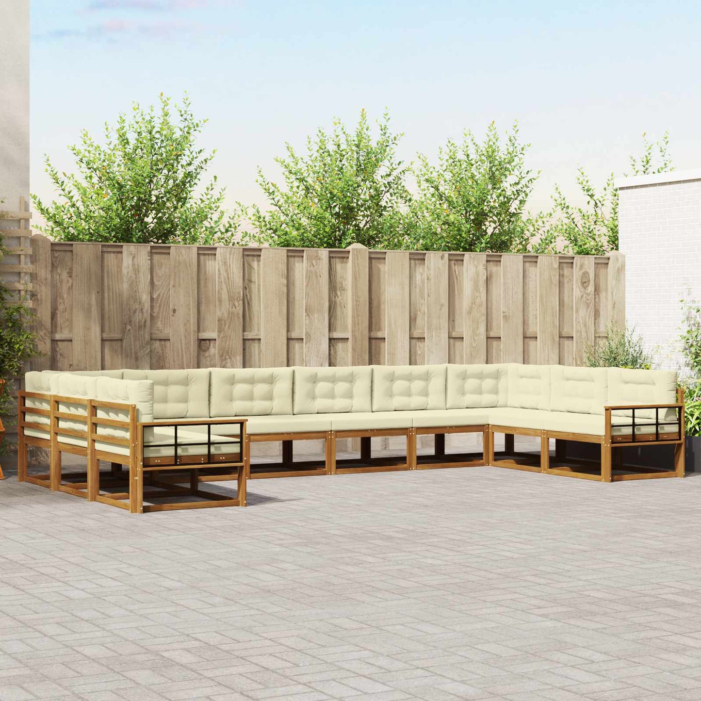 Outdoor-Sofagarnitur 10 stk. Natur und Creme