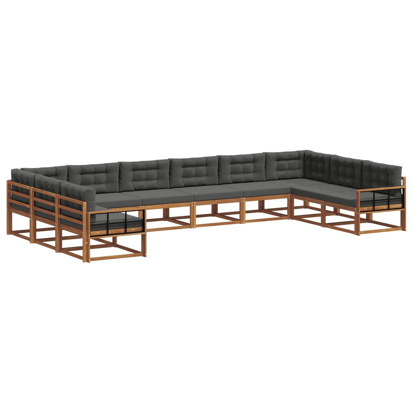 Outdoor-Sofagarnitur 10 stk. Natur und Anthrazit