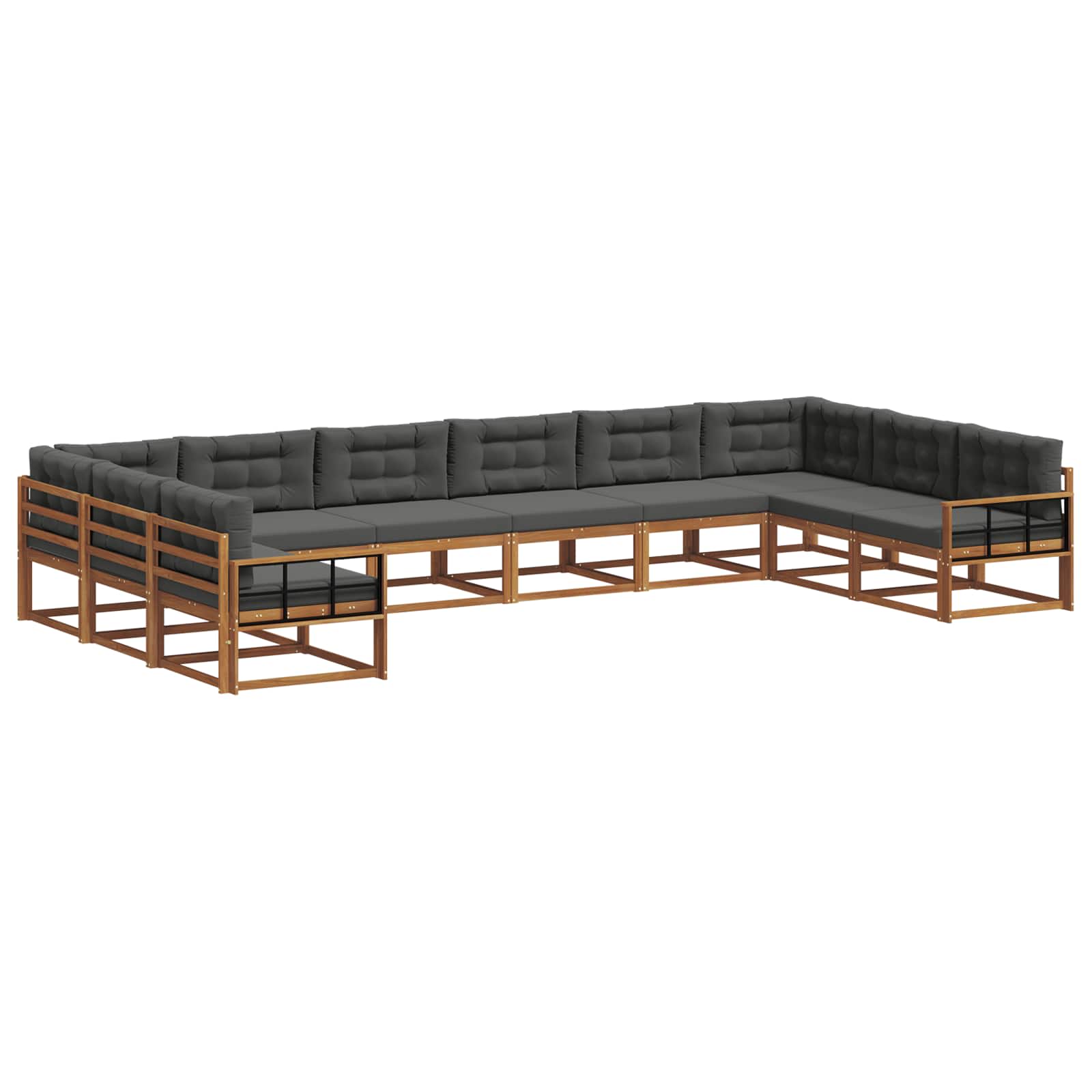 Outdoor-Sofagarnitur 10 stk. Natur und Anthrazit