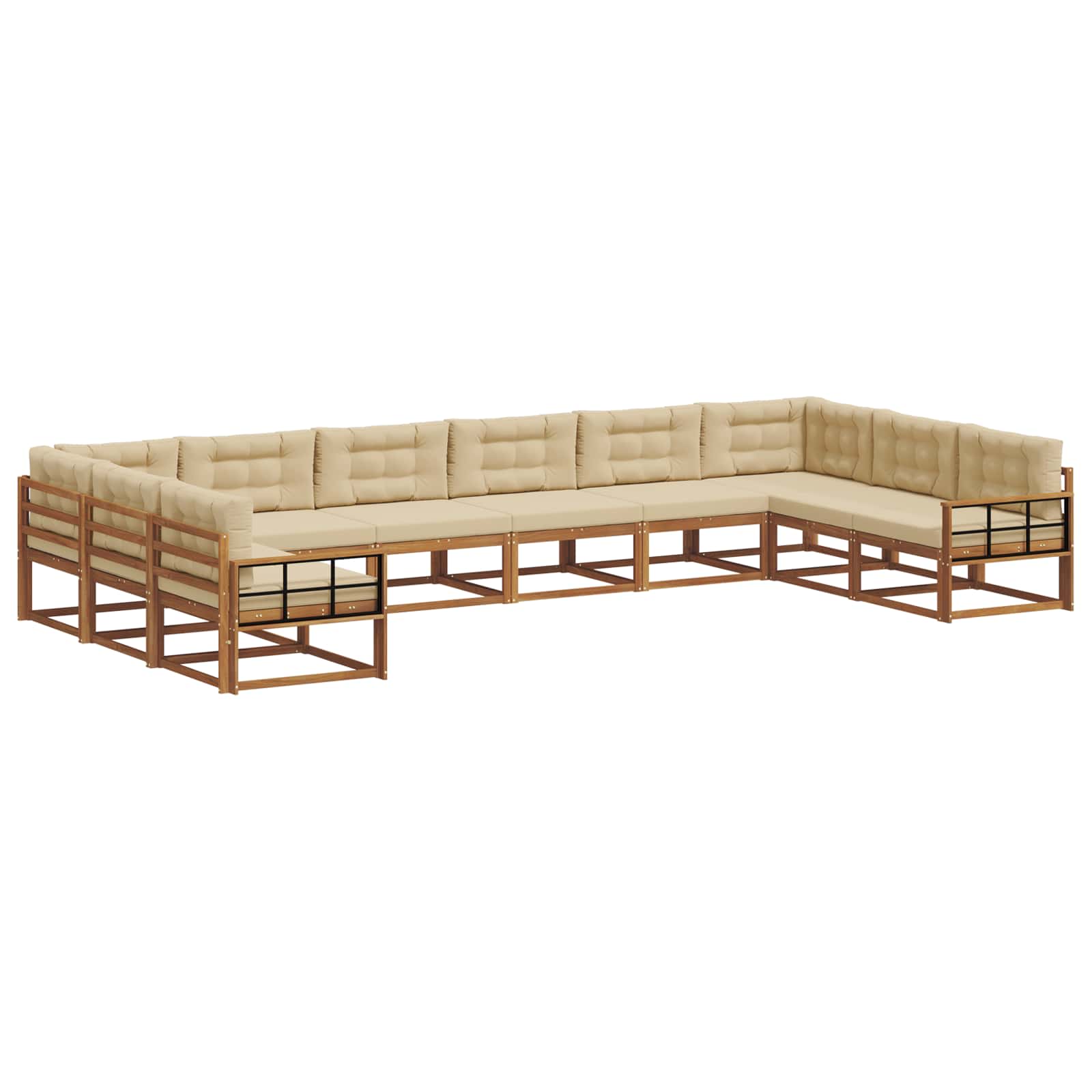 Outdoor-Sofagarnitur mit Kissen 10 pcs Natur und Beige