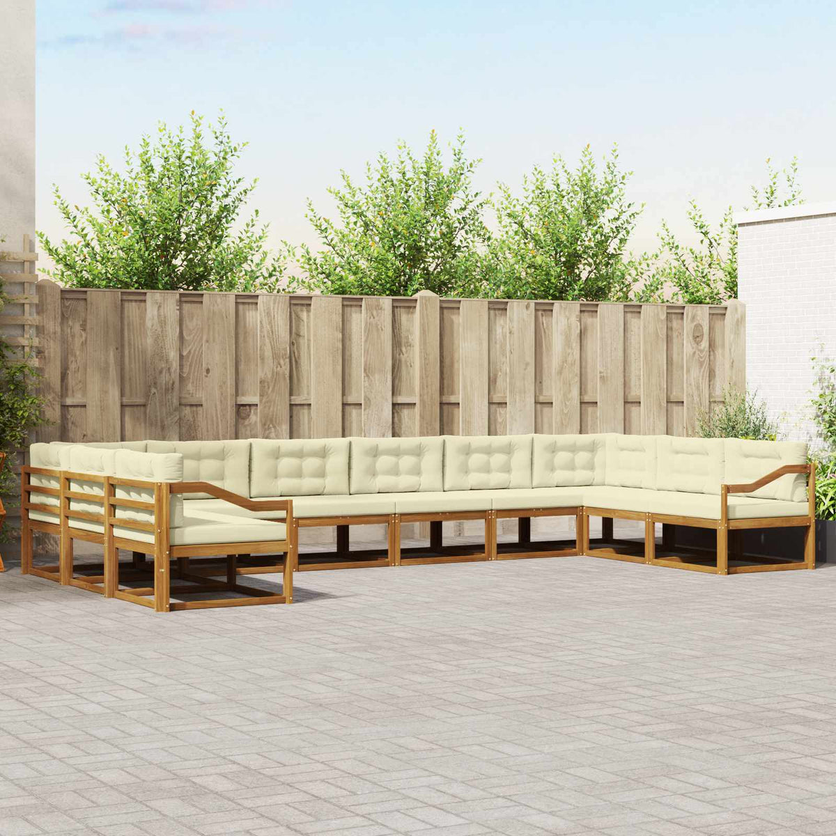 Outdoor-Sofagarnitur 10 stk. Natur und Creme