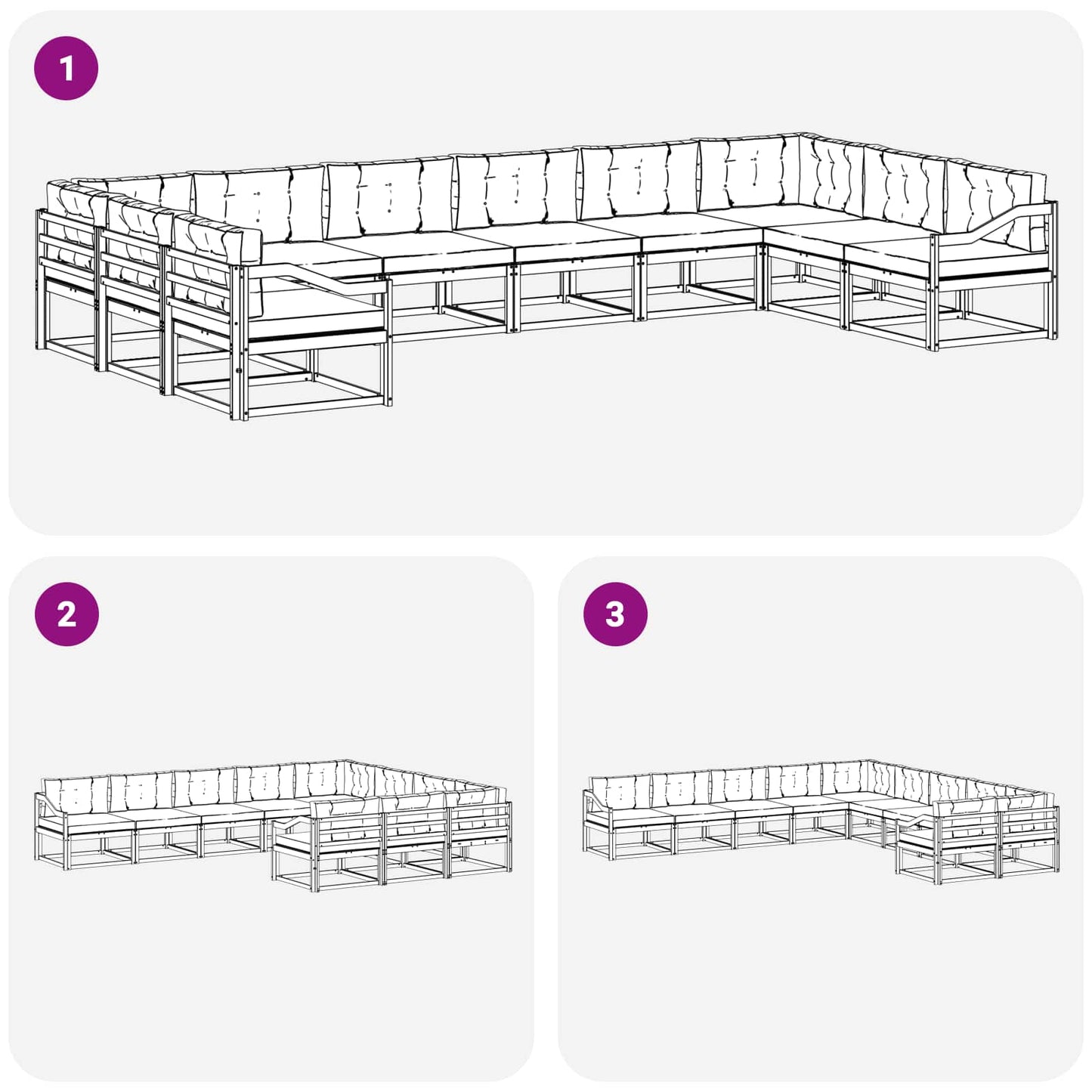 Outdoor-Sofagarnitur 10 stk. Natur und Anthrazit