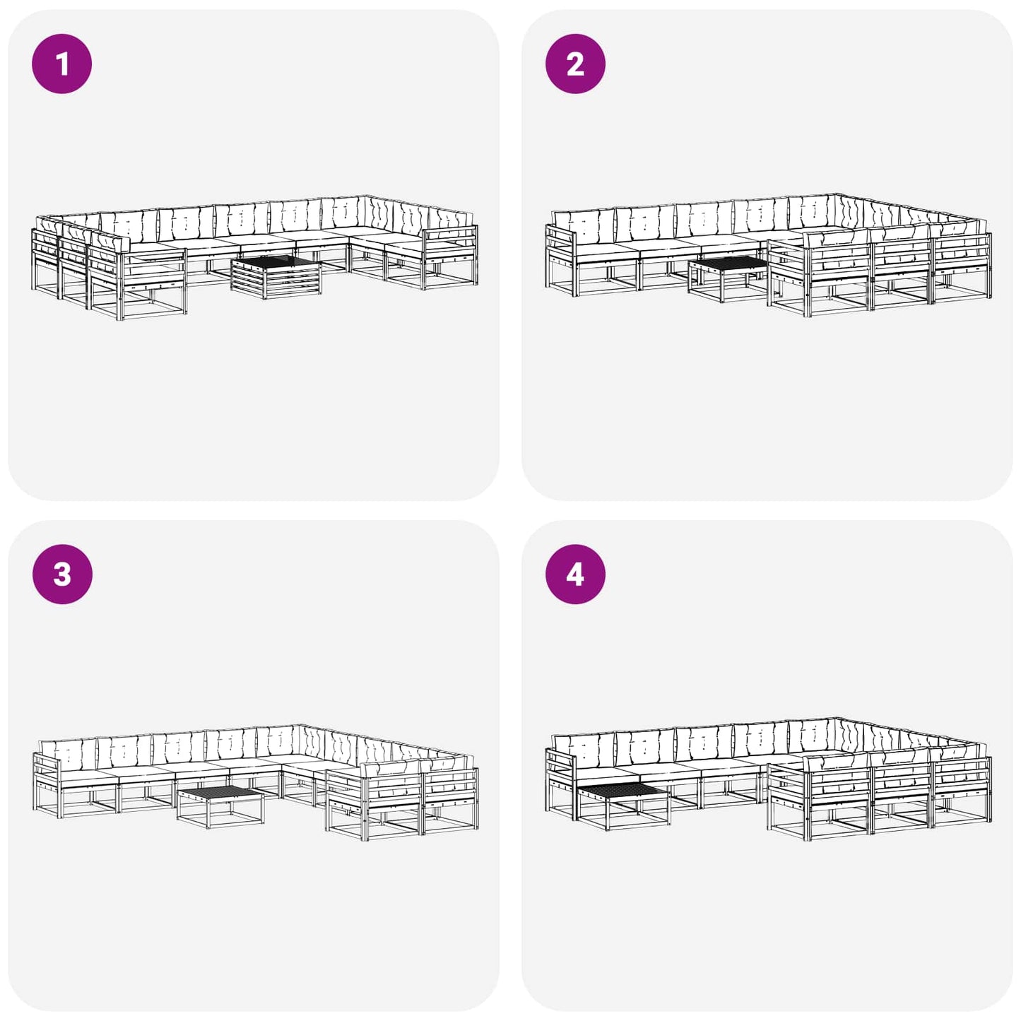 Outdoor-Sofagarnitur mit Kissen 11 pcs Natur und Creme