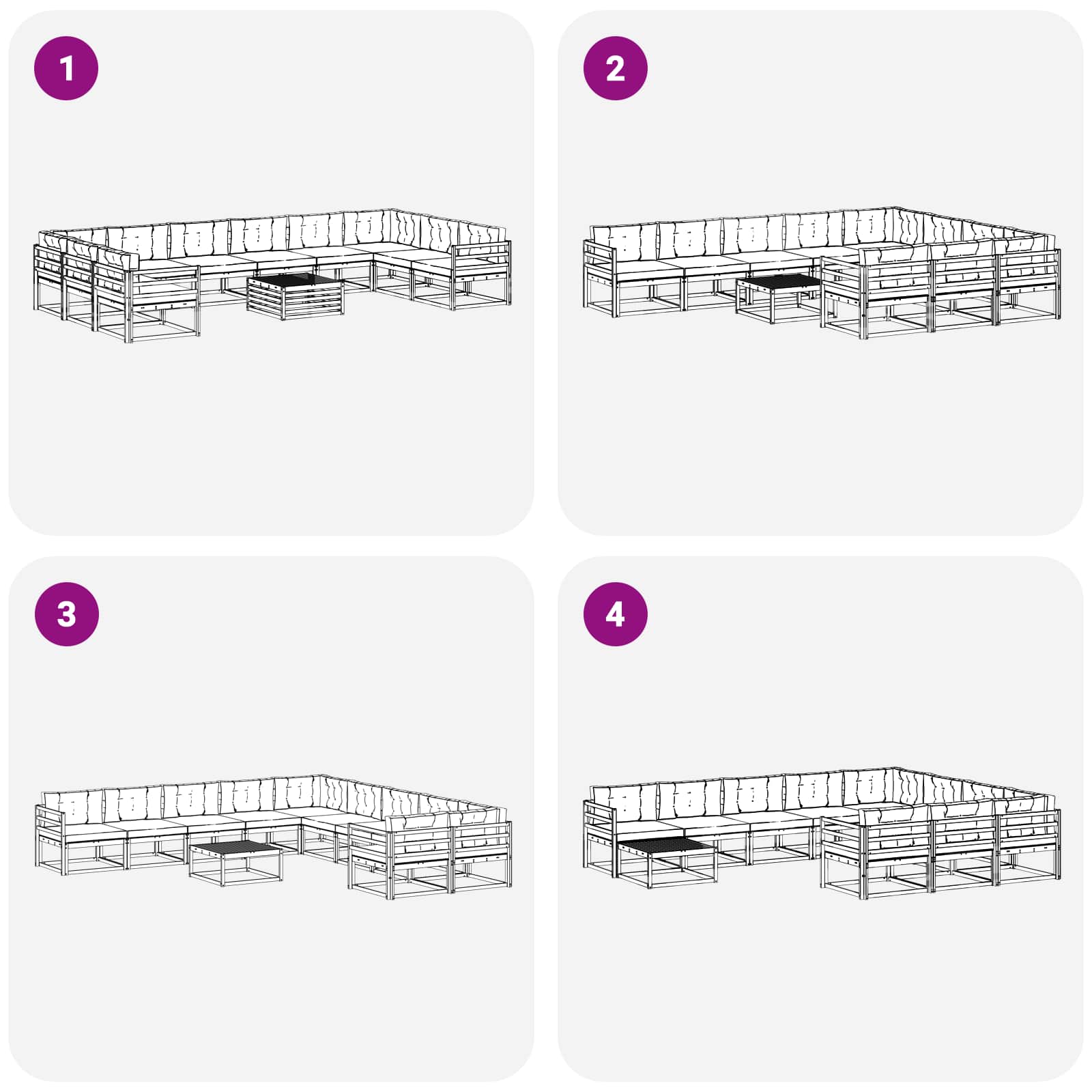 Outdoor-Sofagarnitur mit Kissen 11 pcs Natur und Creme