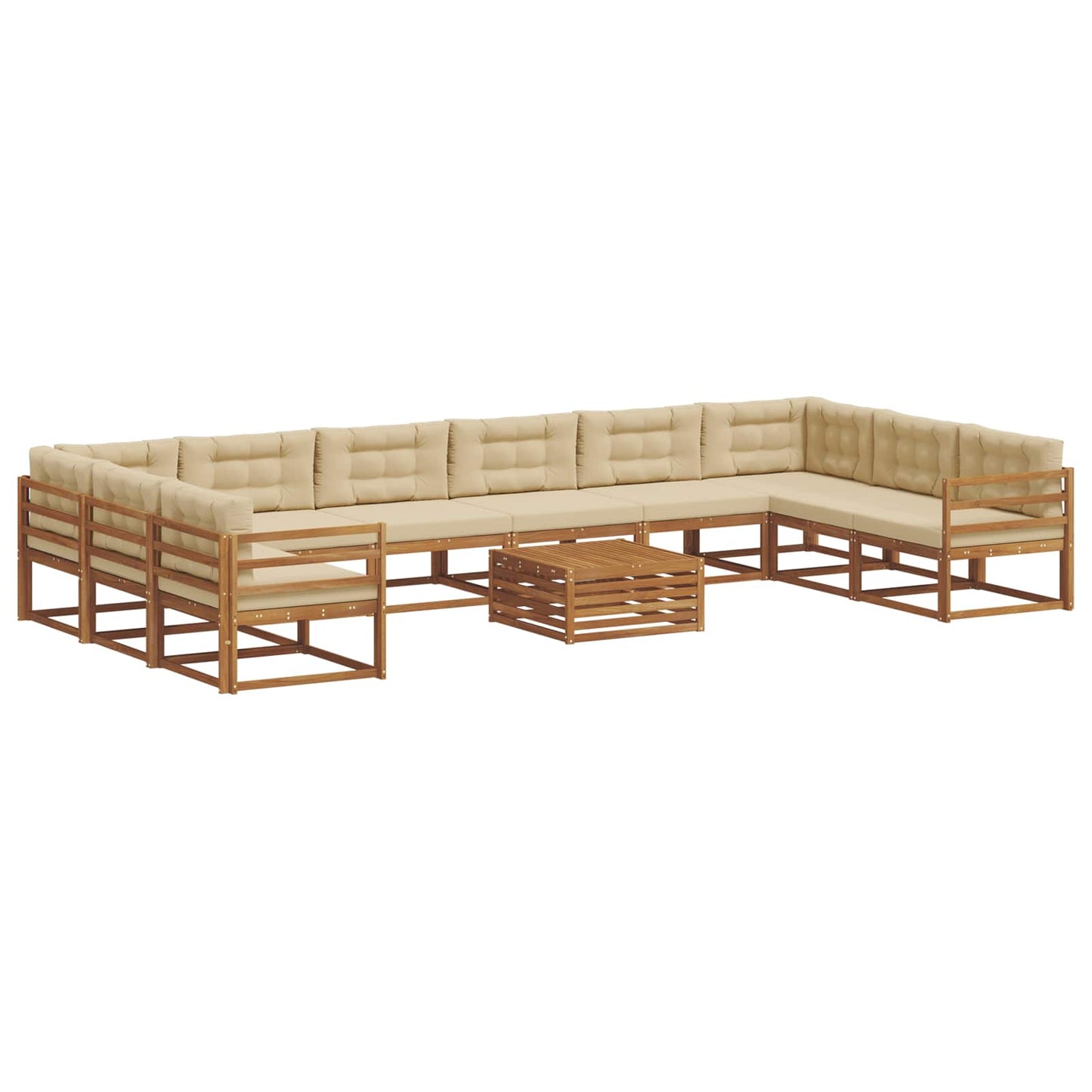 Outdoor-Sofagarnitur mit Kissen 11 pcs Natur und Beige