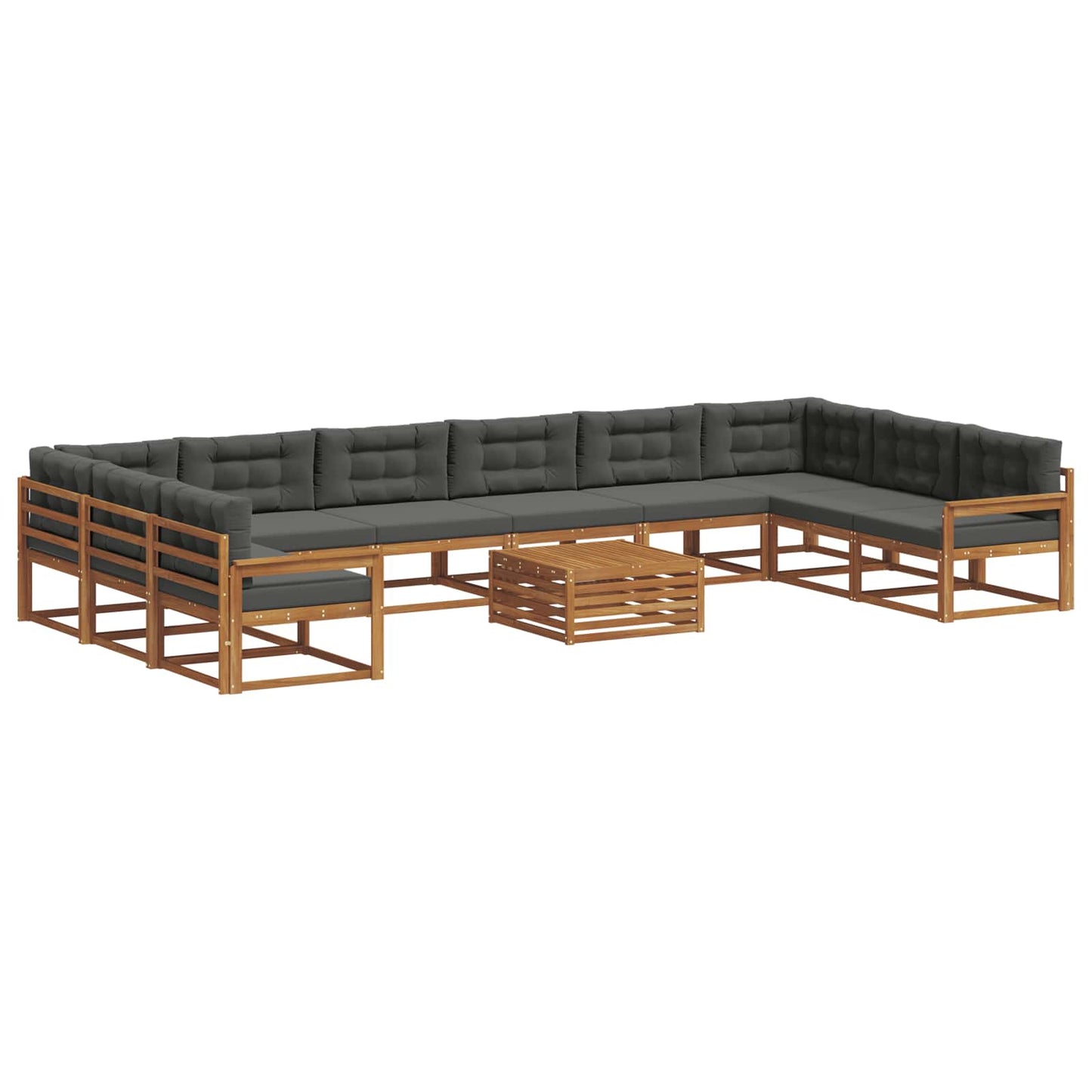 Outdoor-Sofagarnitur mit Kissen 11 pcs Natur und Anthrazit