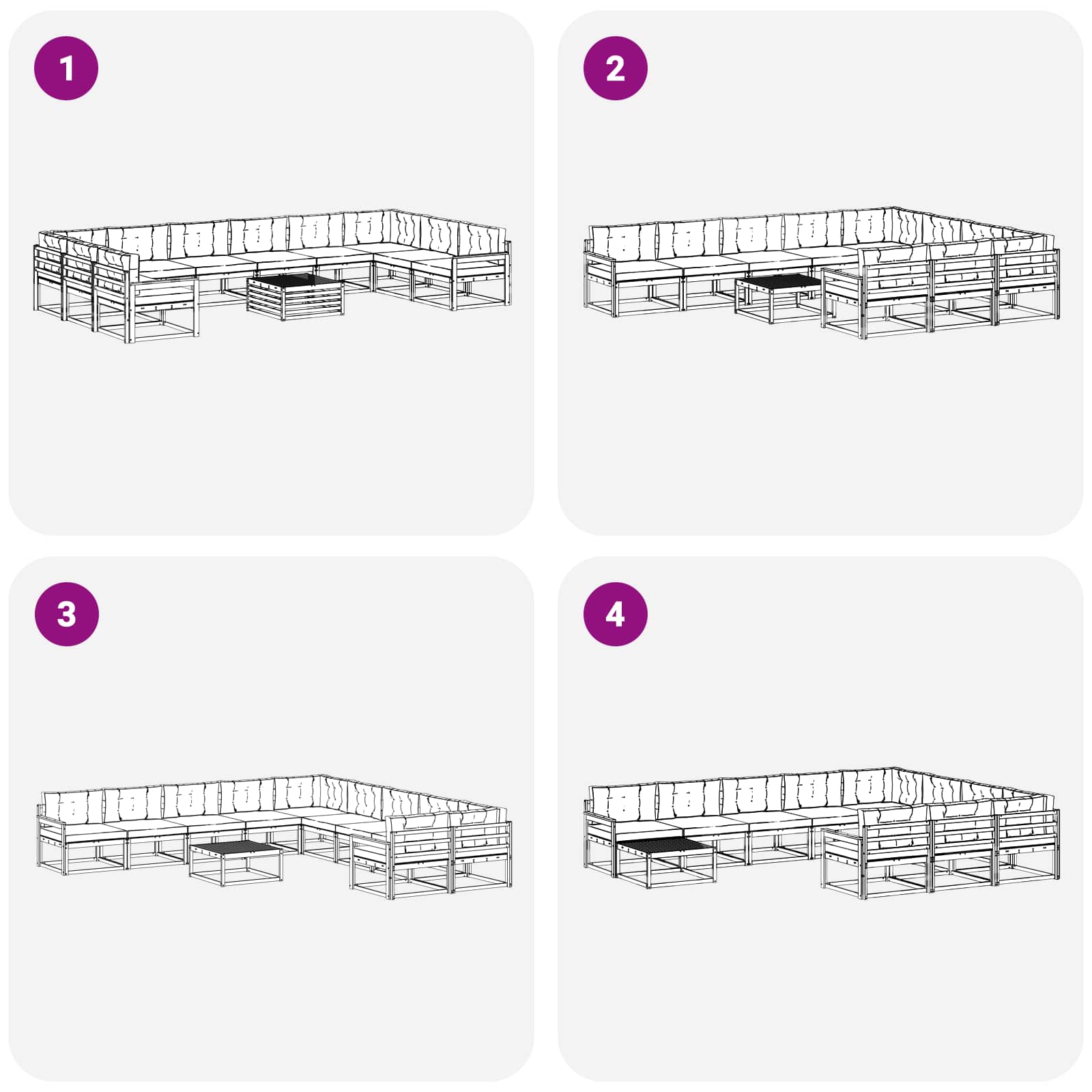 Outdoor-Sofagarnitur mit Kissen 11 pcs Natur und Anthrazit