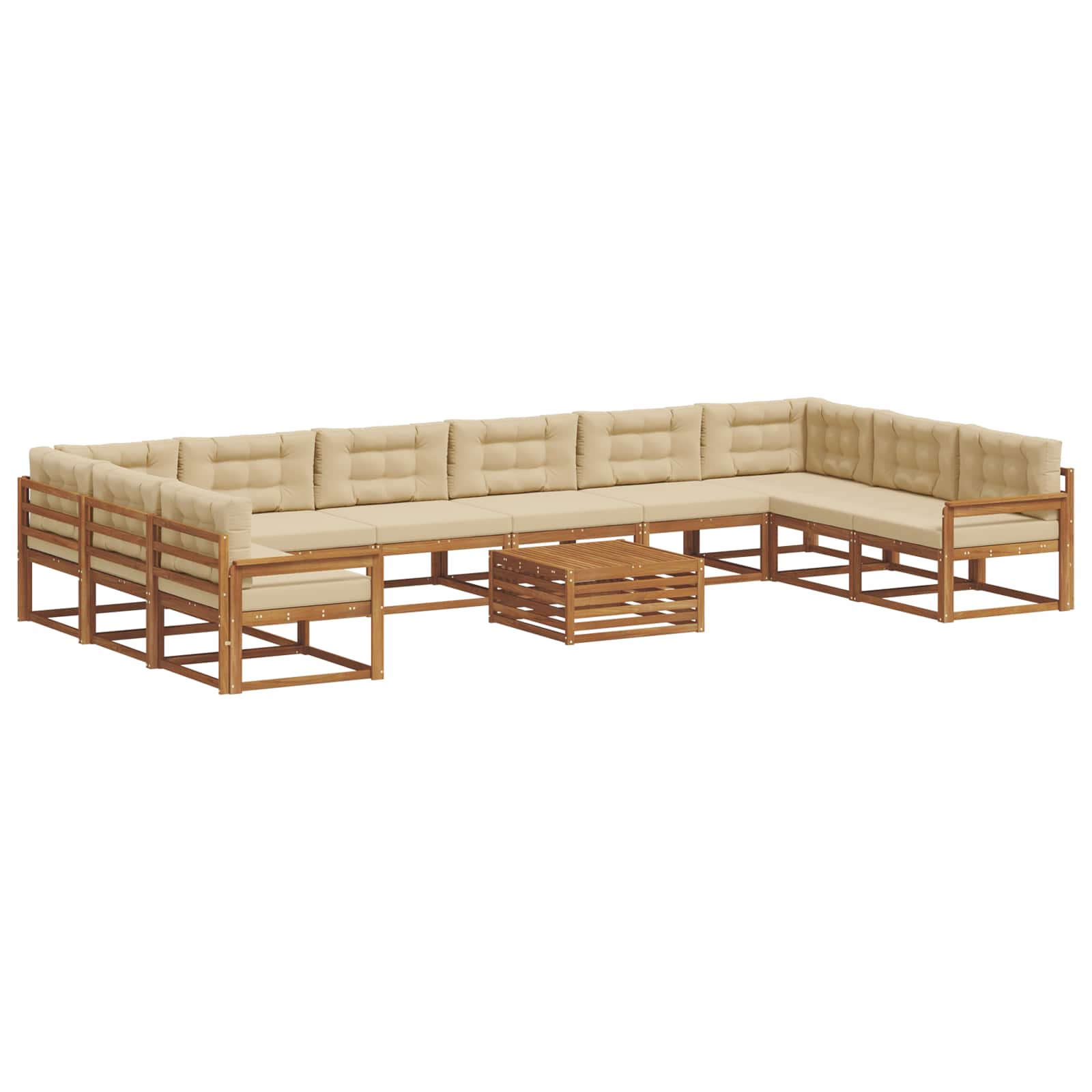 Outdoor-Sofagarnitur mit Kissen 11 pcs Natur und Beige