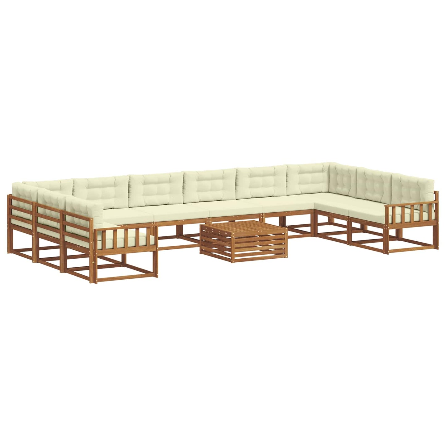 Outdoor-Sofagarnitur mit Kissen 11 pcs Natur und Creme