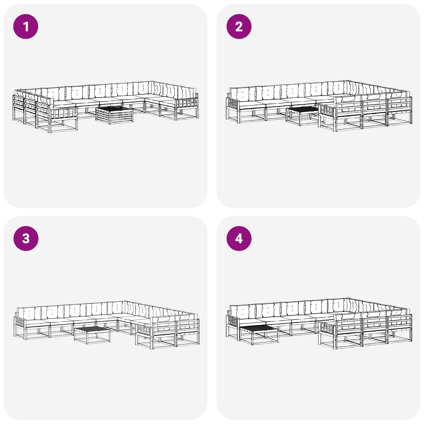 Outdoor-Sofagarnitur mit Kissen 11 pcs Natur und Creme