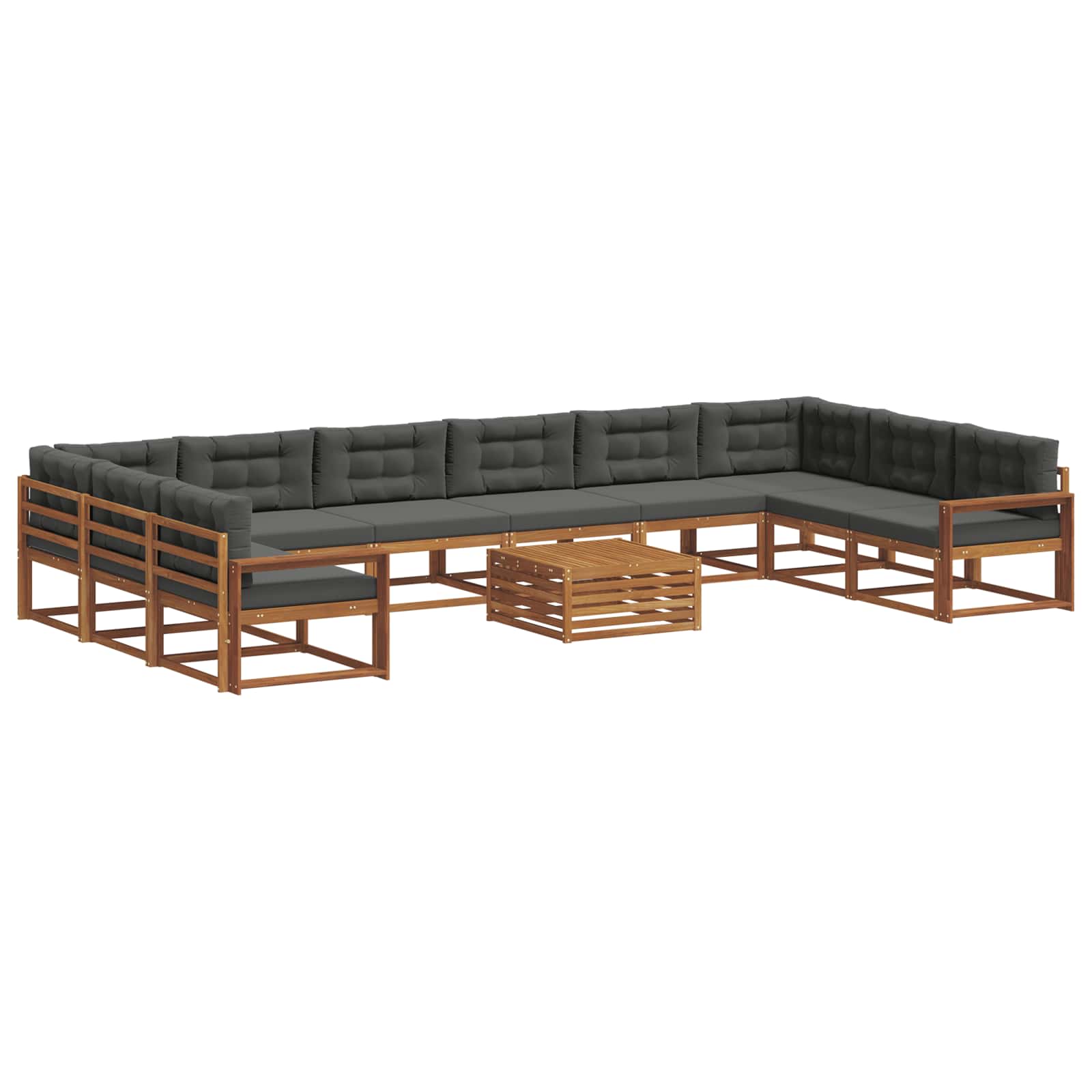 Outdoor-Sofagarnitur mit Kissen 11 pcs Natur und Anthrazit